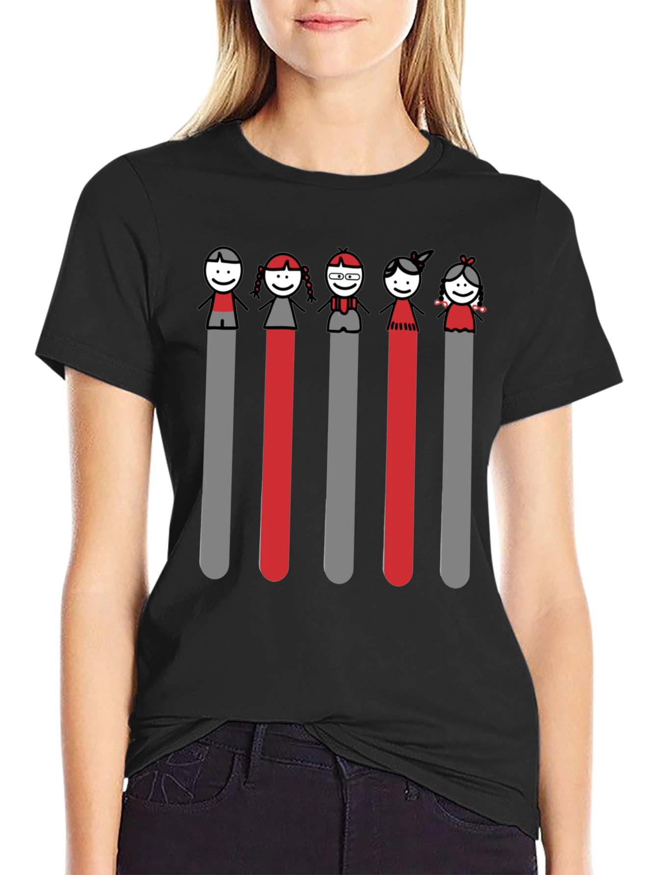 Stick Figure Family Black T-Shirt