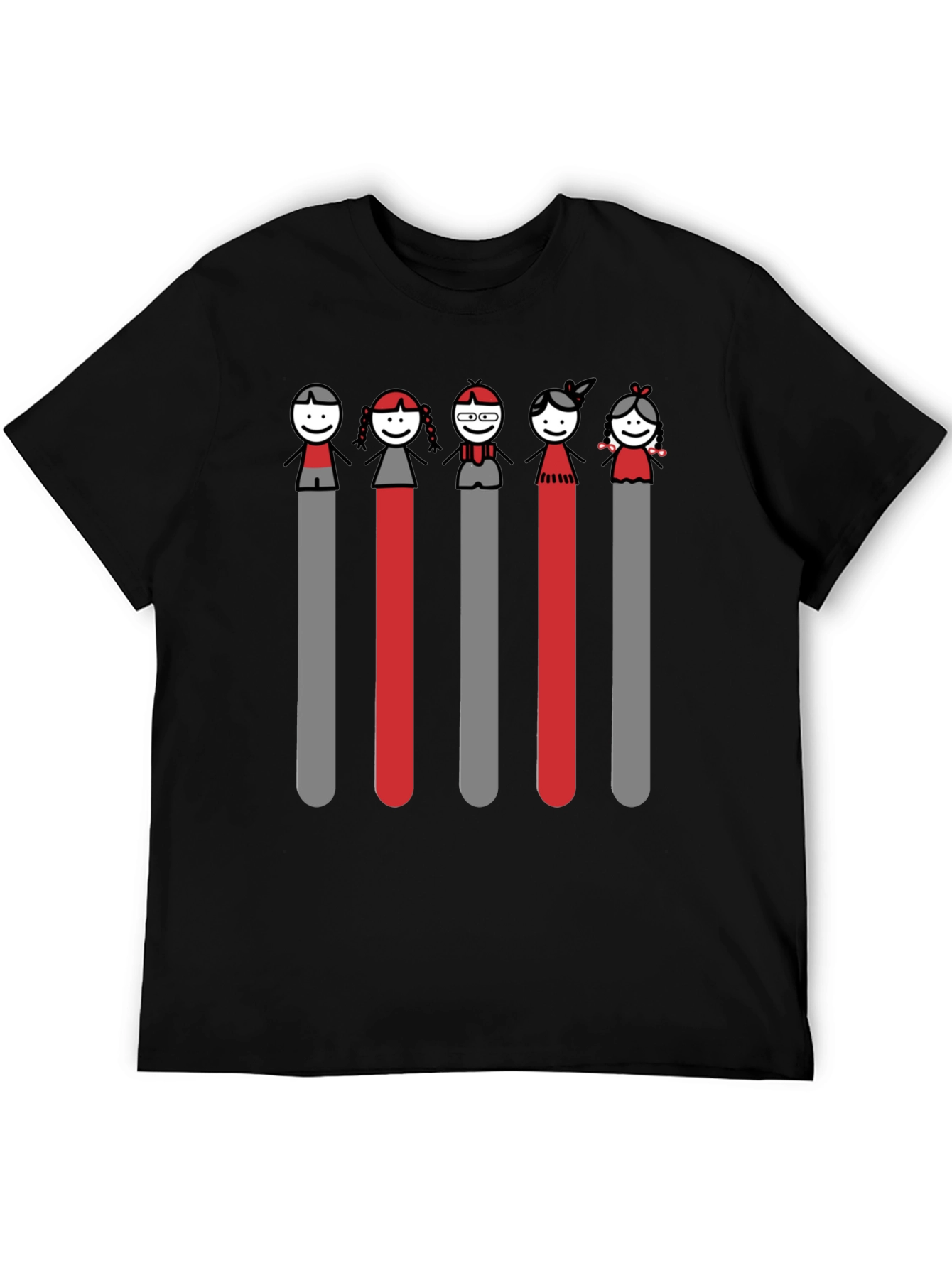 Stick Figure Family Black T-Shirt