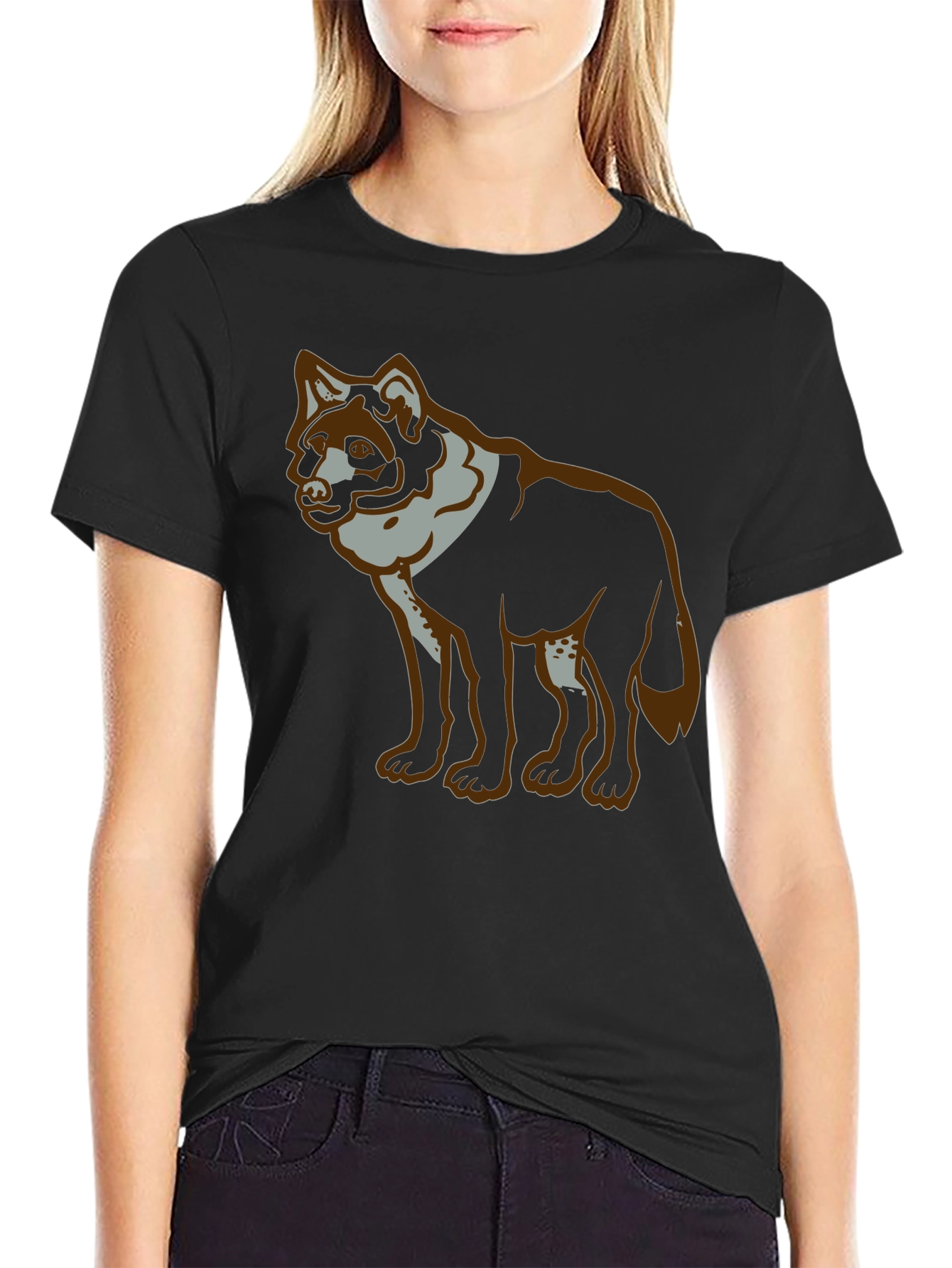 Wolf Graphic Print Black T-Shirt