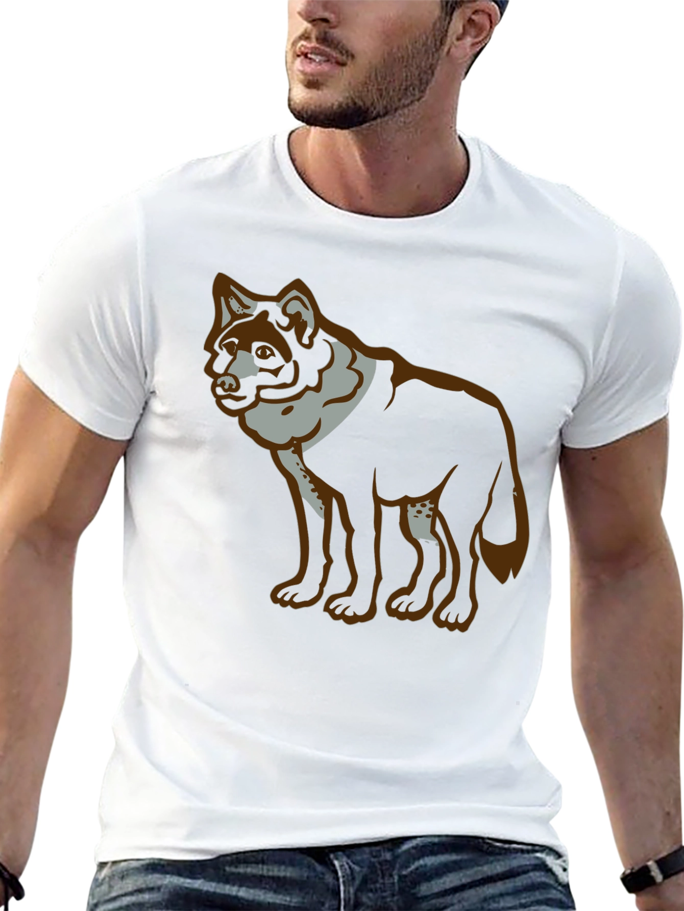 Wolf Graphic Print Black T-Shirt