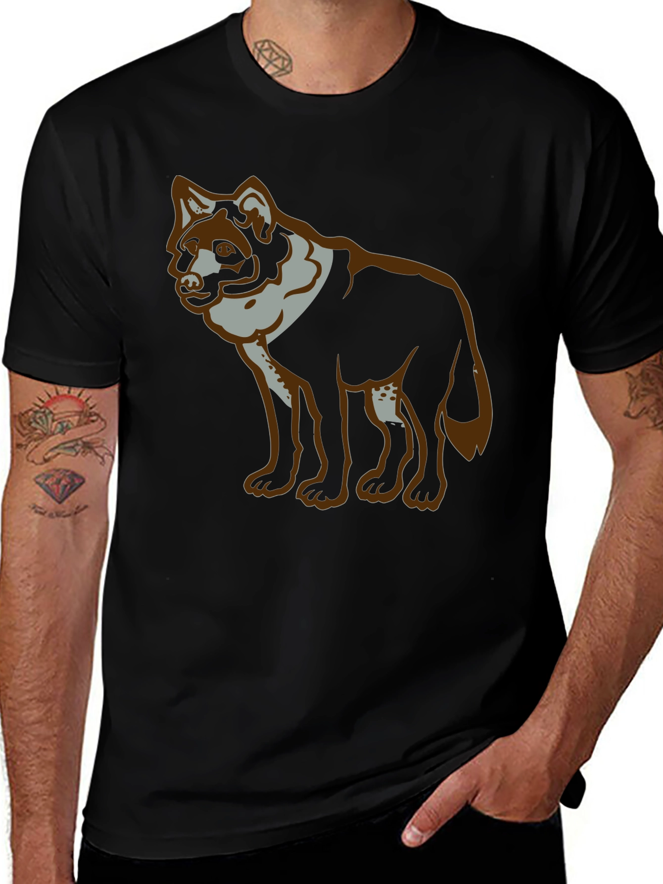 Wolf Graphic Print Black T-Shirt