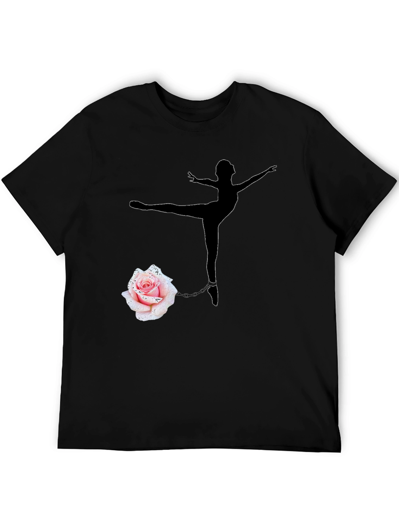 Ballerina and Rose Graphic Tee - Black