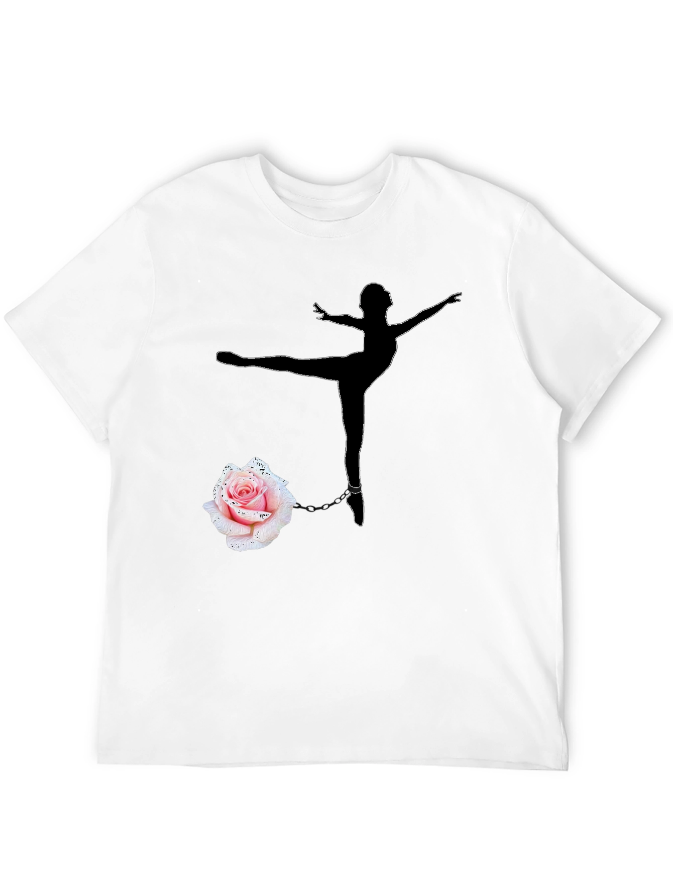 Ballerina and Rose Graphic Tee - Black