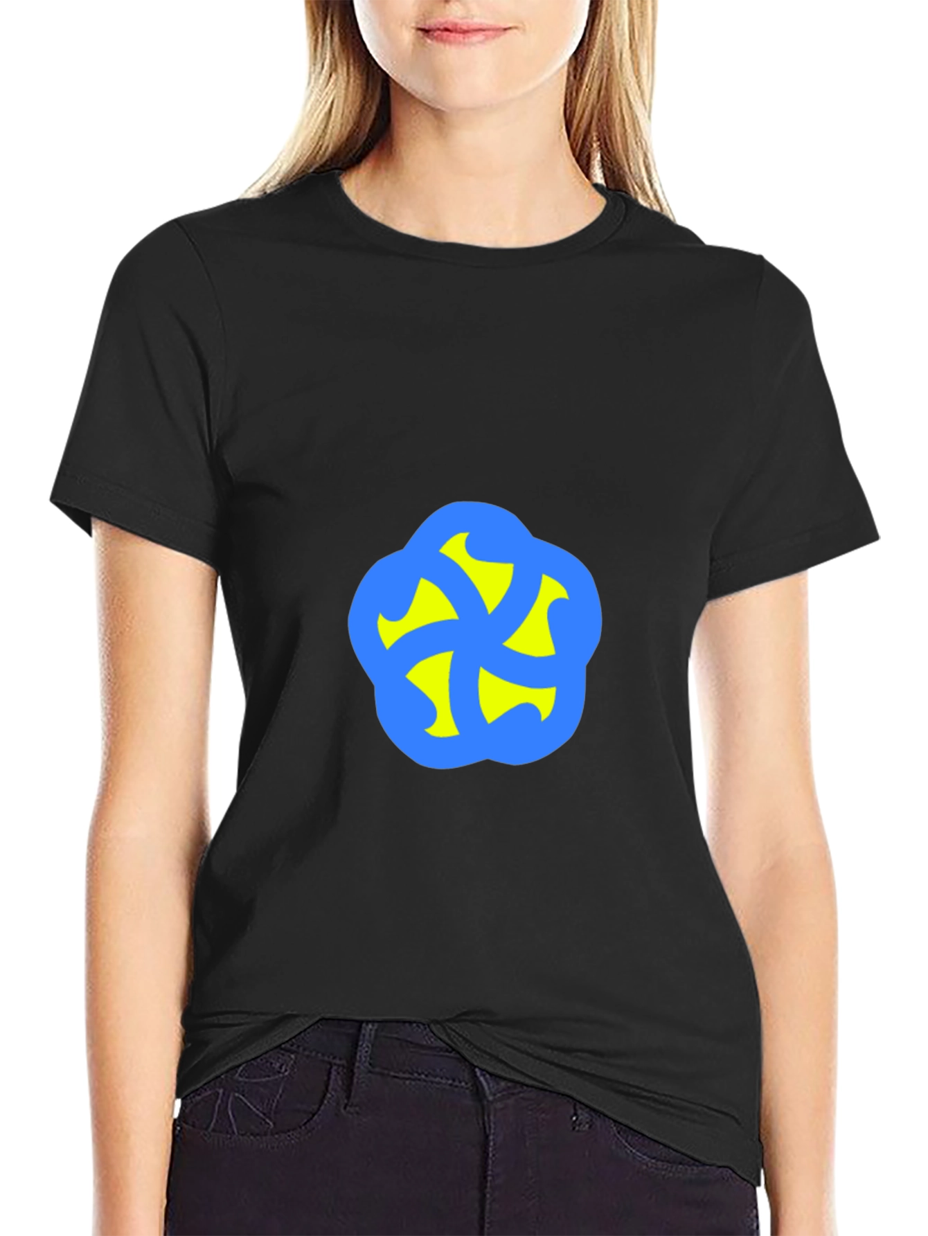 Abstract Graphic Print Black Tee