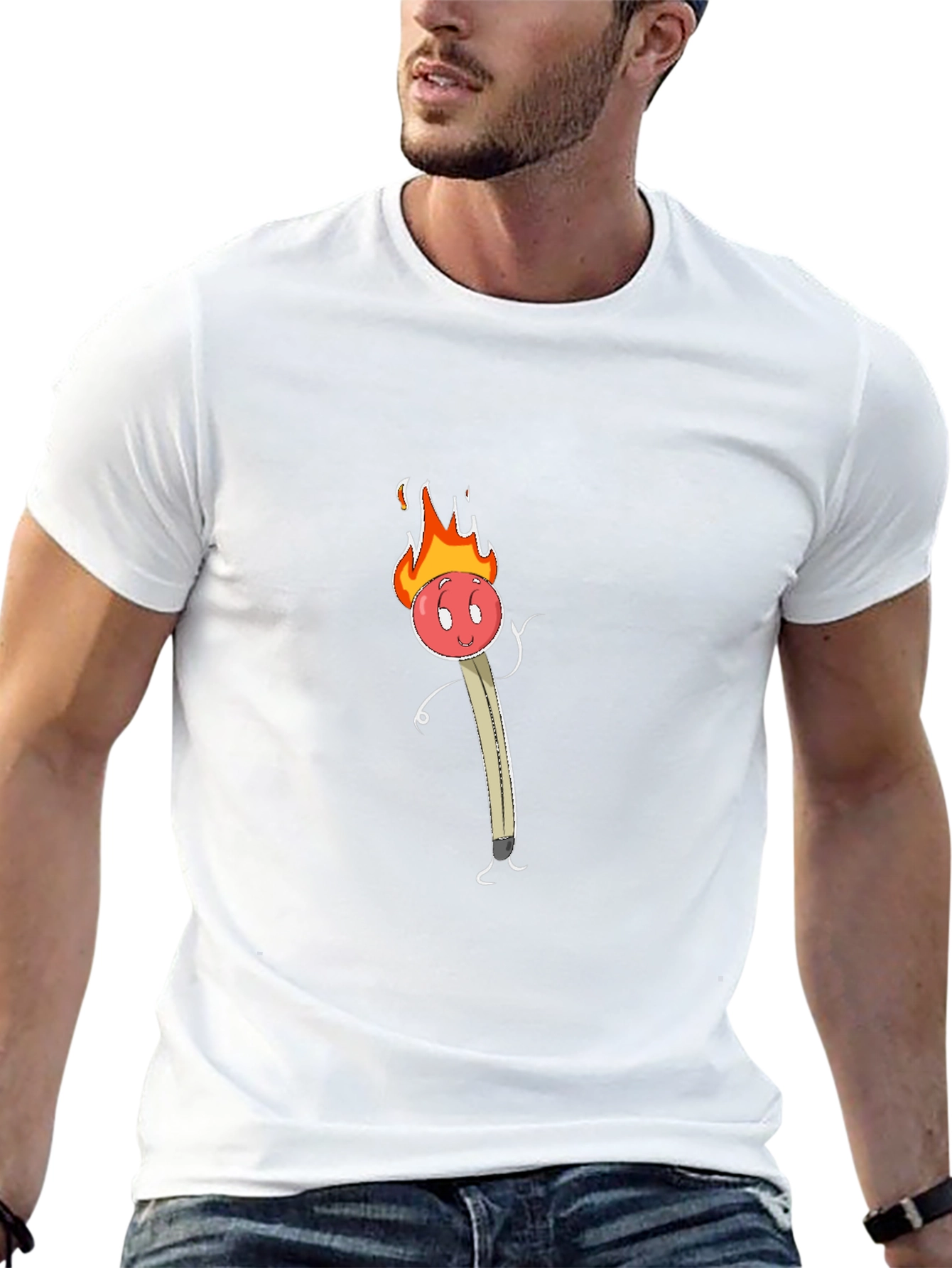 Funny Burning Matchstick Graphic Tee - Black