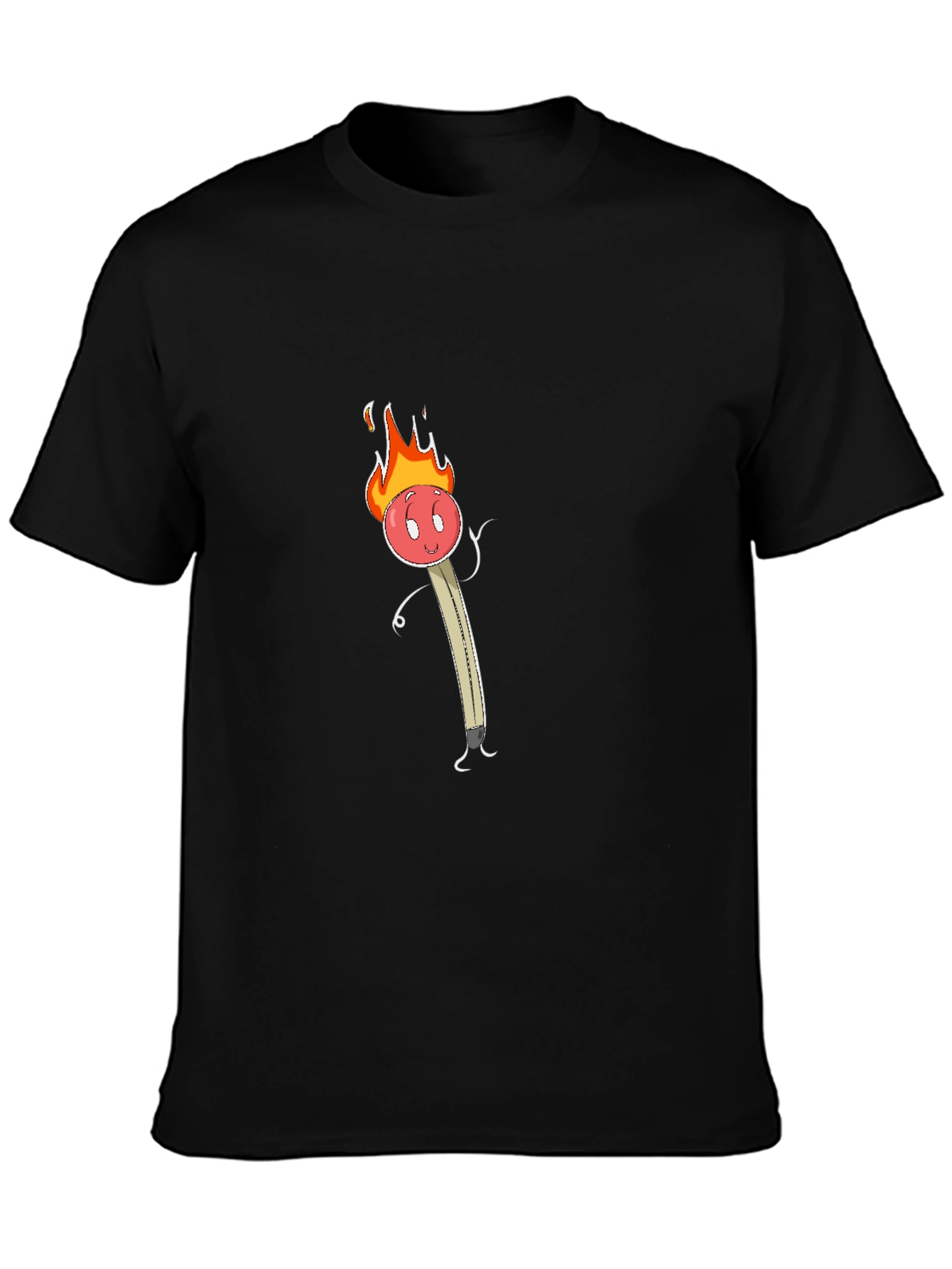 Funny Burning Matchstick Graphic Tee - Black