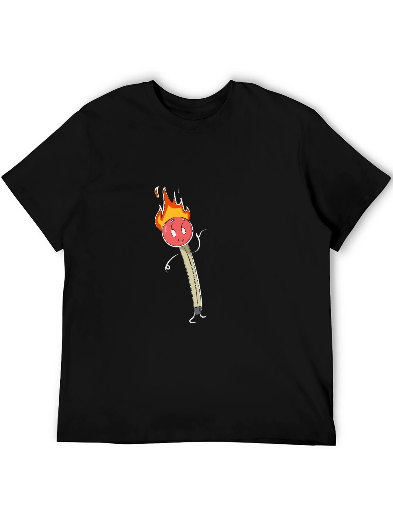 Funny Burning Matchstick Graphic Tee - Black
