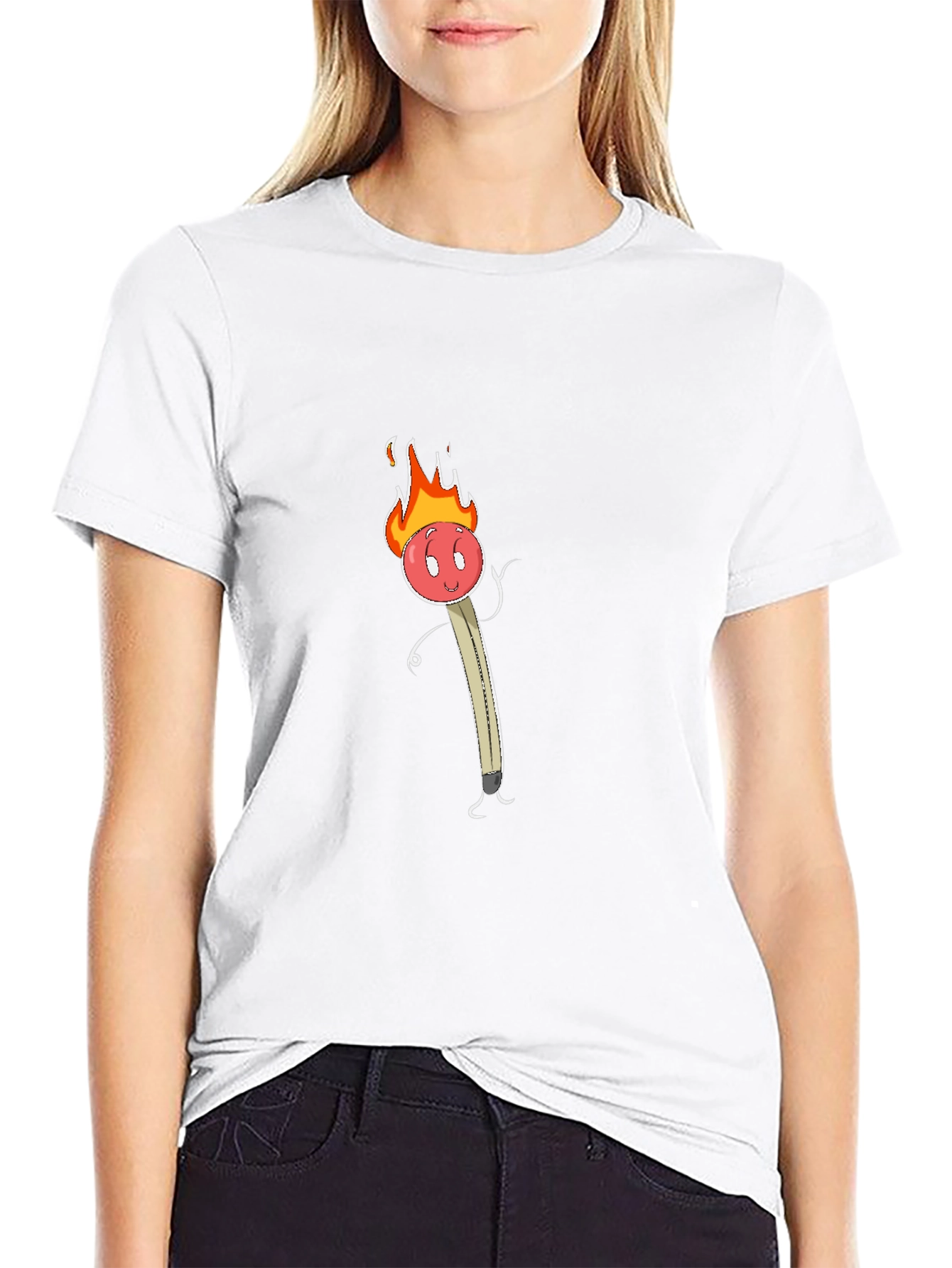 Funny Burning Matchstick Graphic Tee - Black