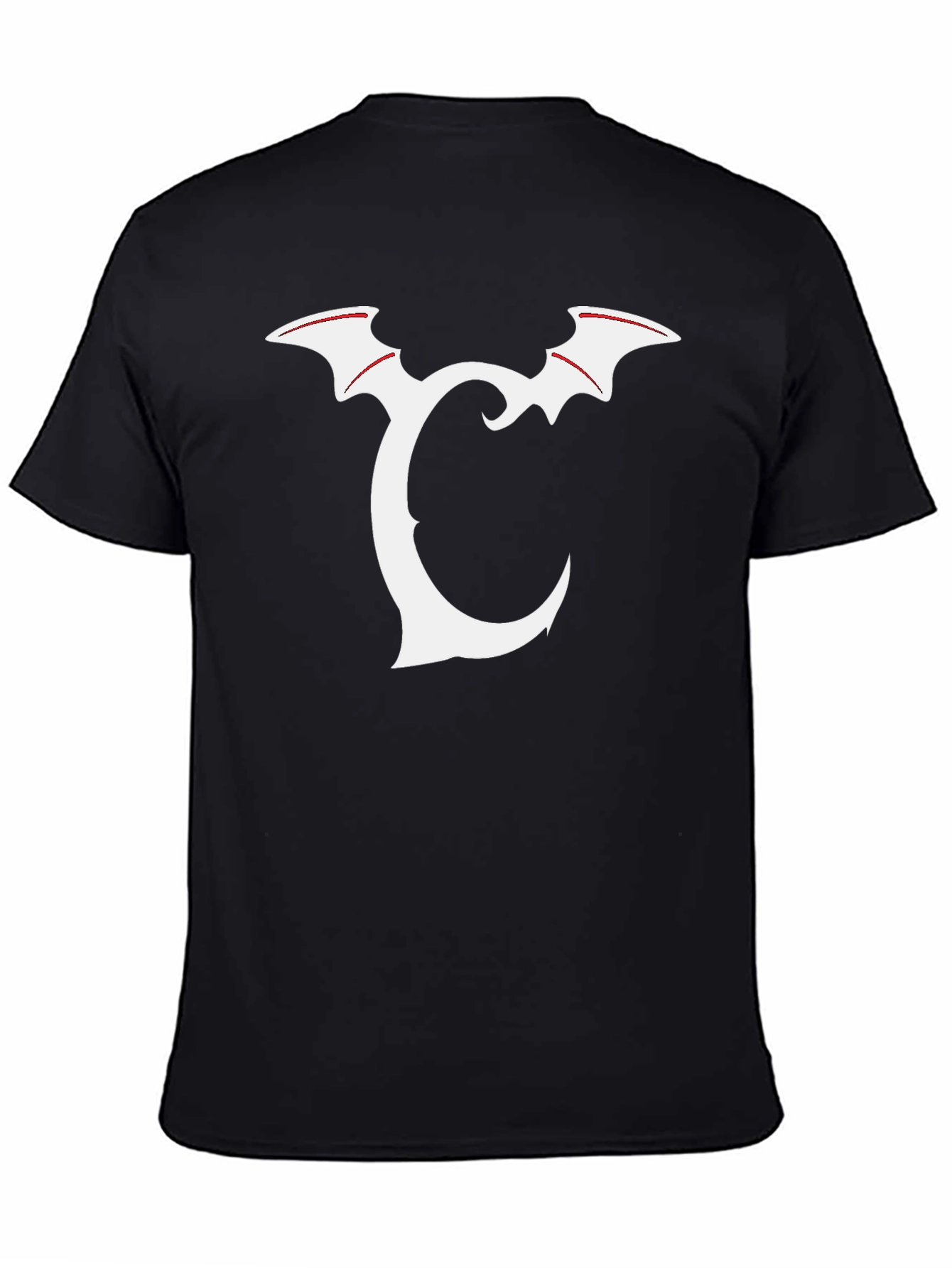 Bat Wing Initial Tee - Black Graphic T-Shirt