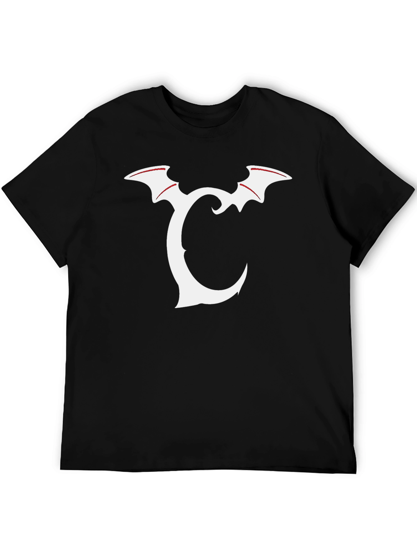 Bat Wing Initial Tee - Black Graphic T-Shirt