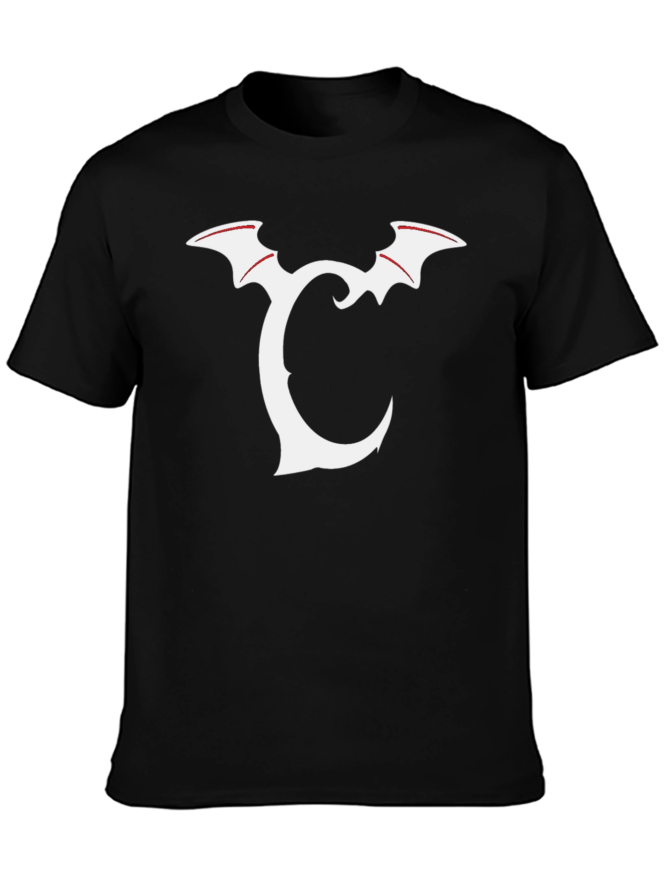 Bat Wing Initial Tee - Black Graphic T-Shirt