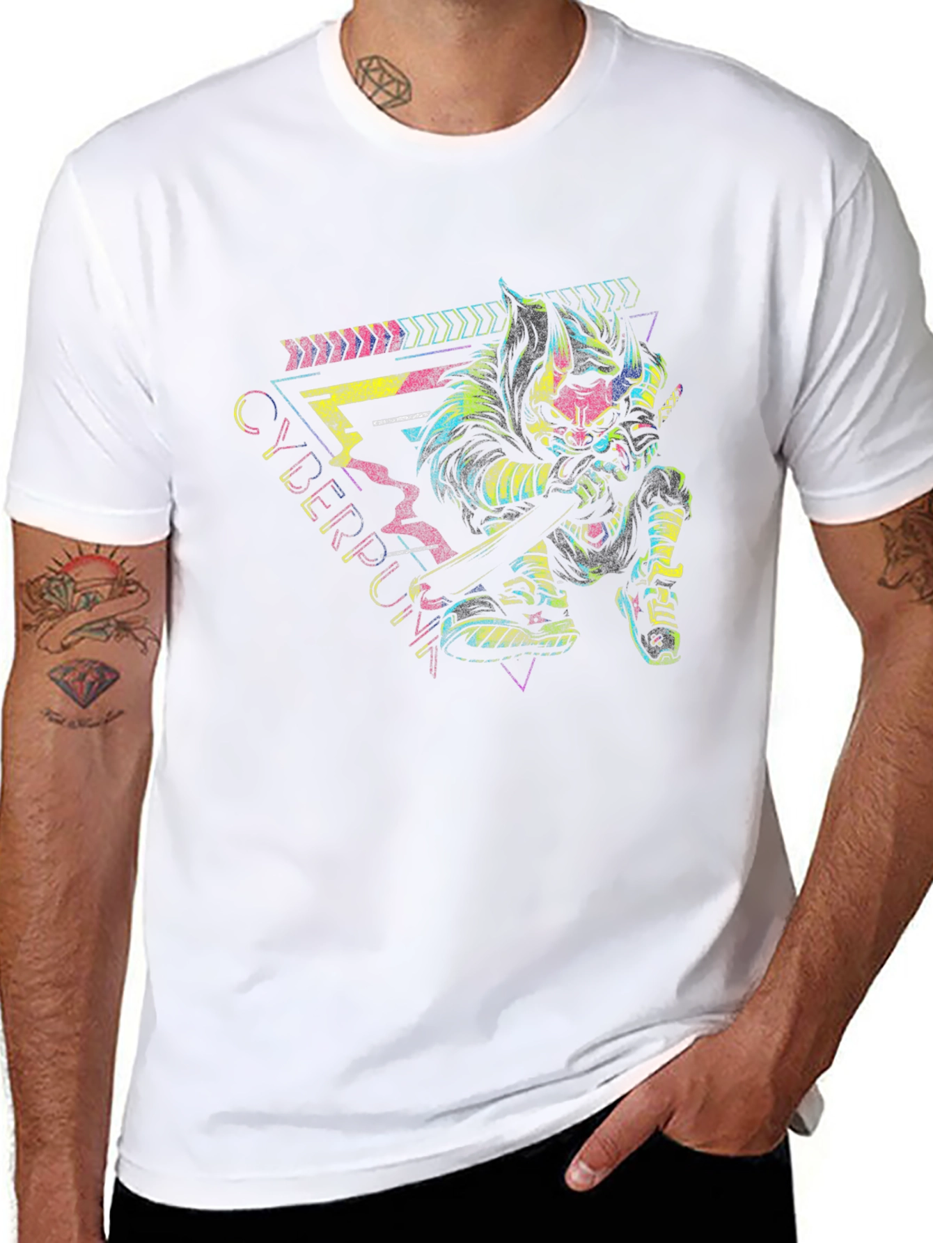 Cyberpunk Ninja Graphic Tee - Black Cotton T-Shirt