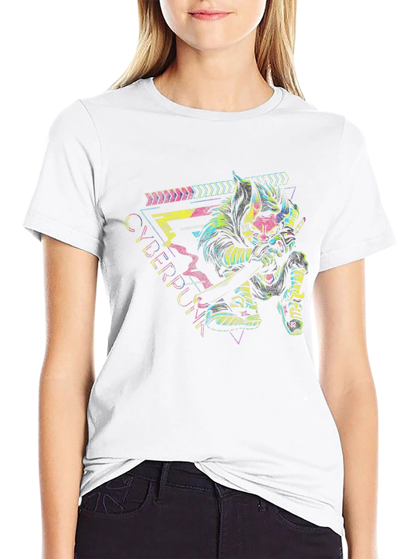 Cyberpunk Ninja Graphic Tee - Black Cotton T-Shirt