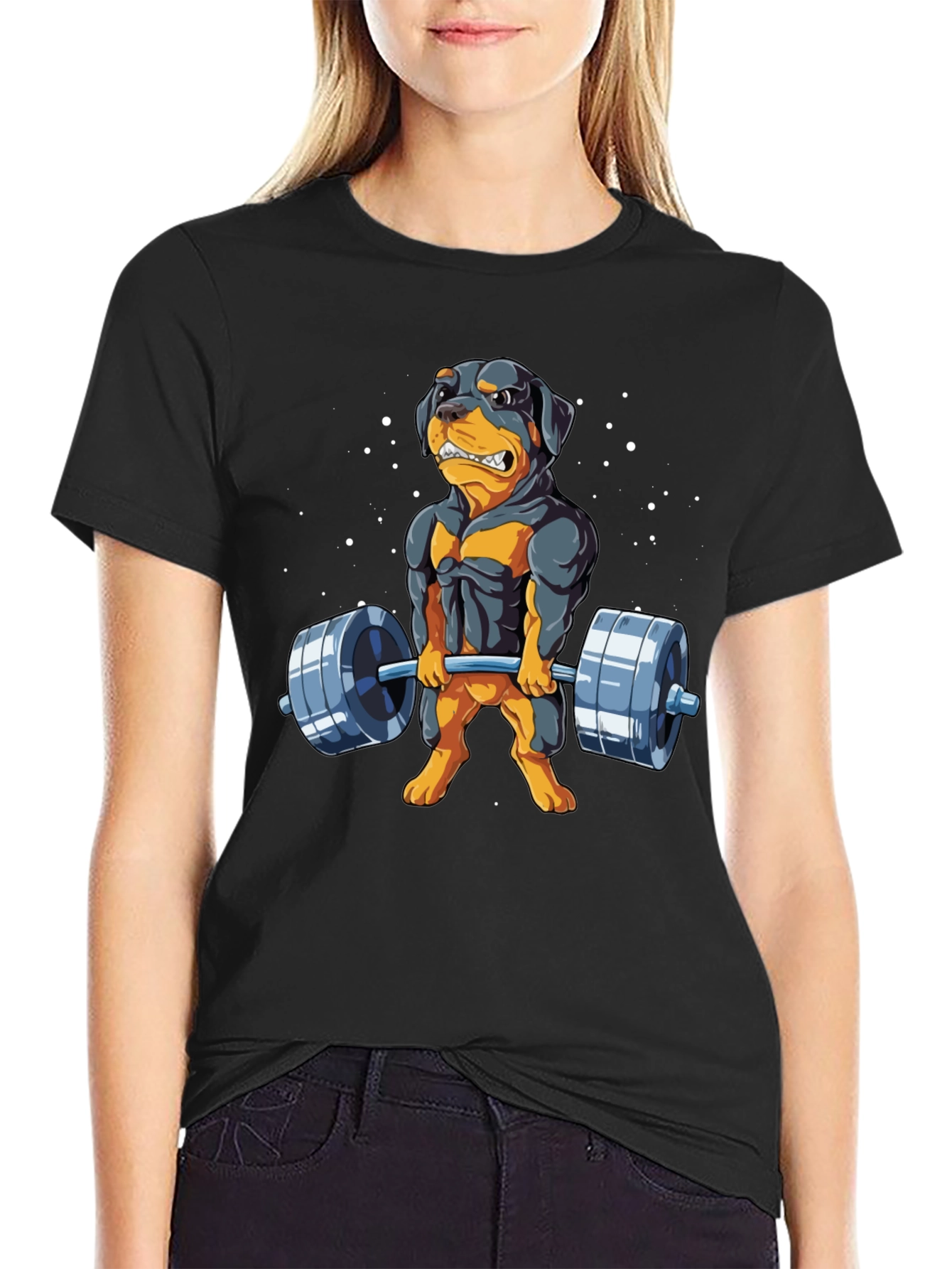 Rottweiler Gym Dog Black T-Shirt