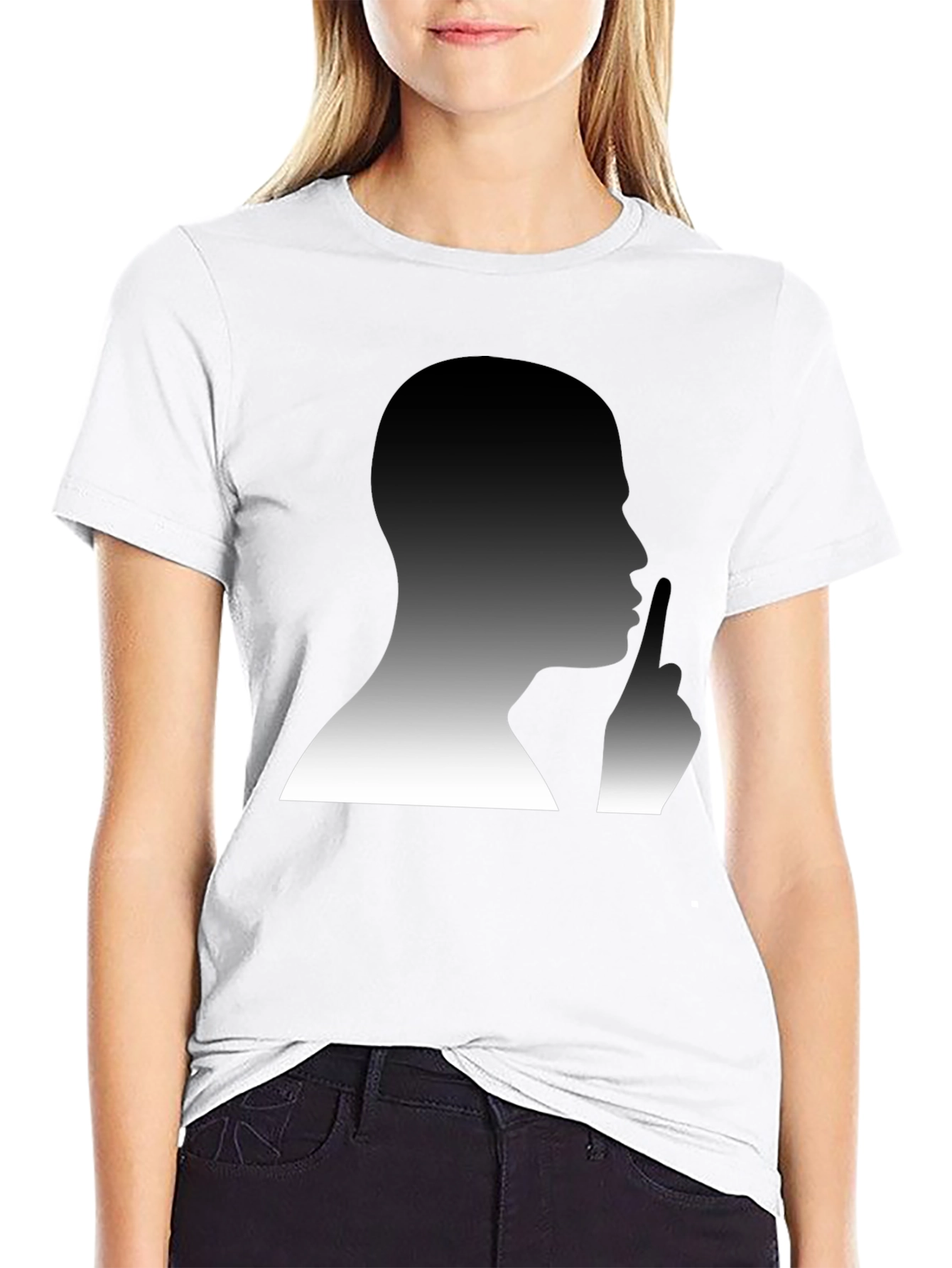 Shhh! Graphic Tee - Mens Silhouette Black T-Shirt