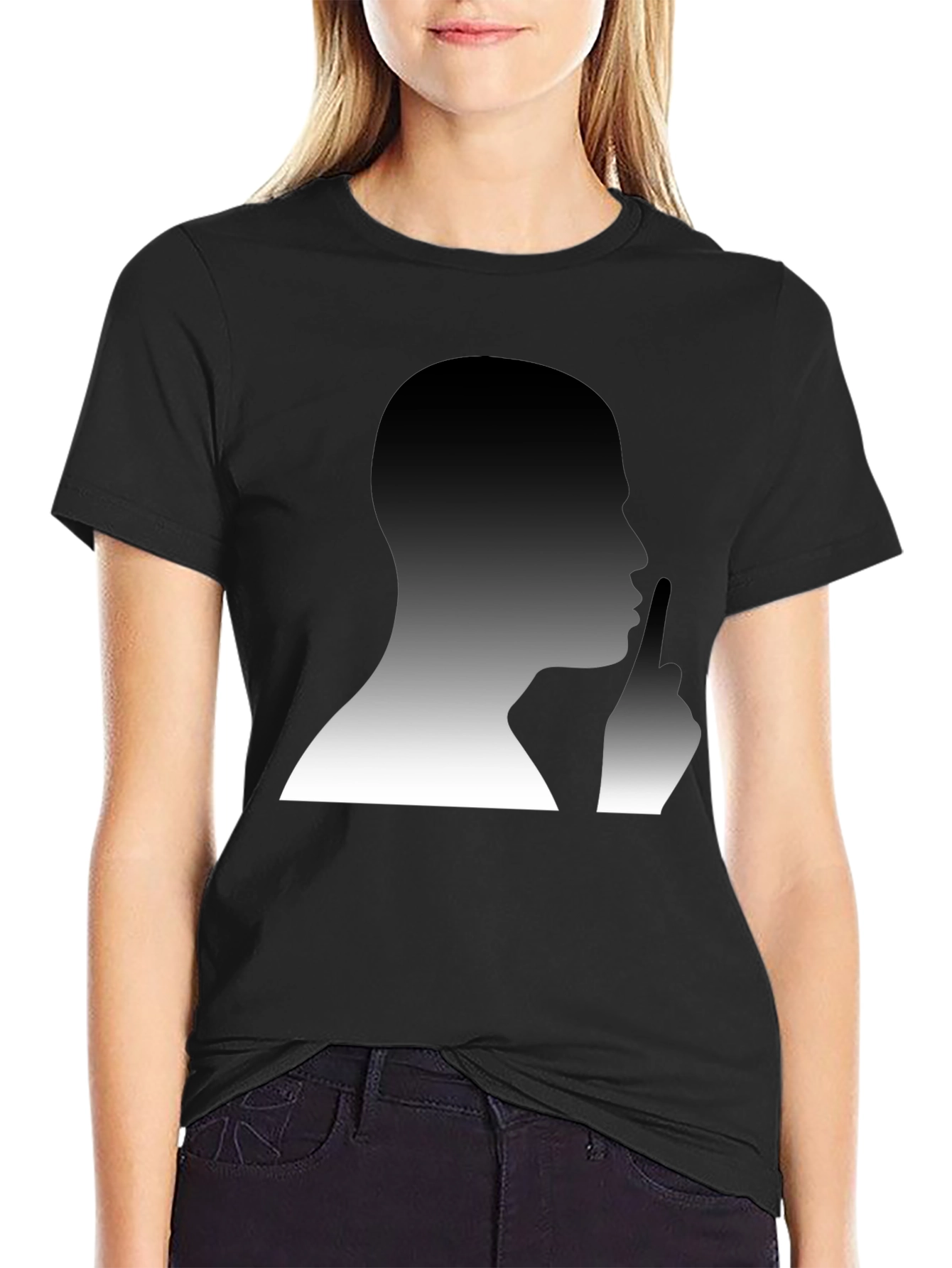 Shhh! Graphic Tee - Mens Silhouette Black T-Shirt