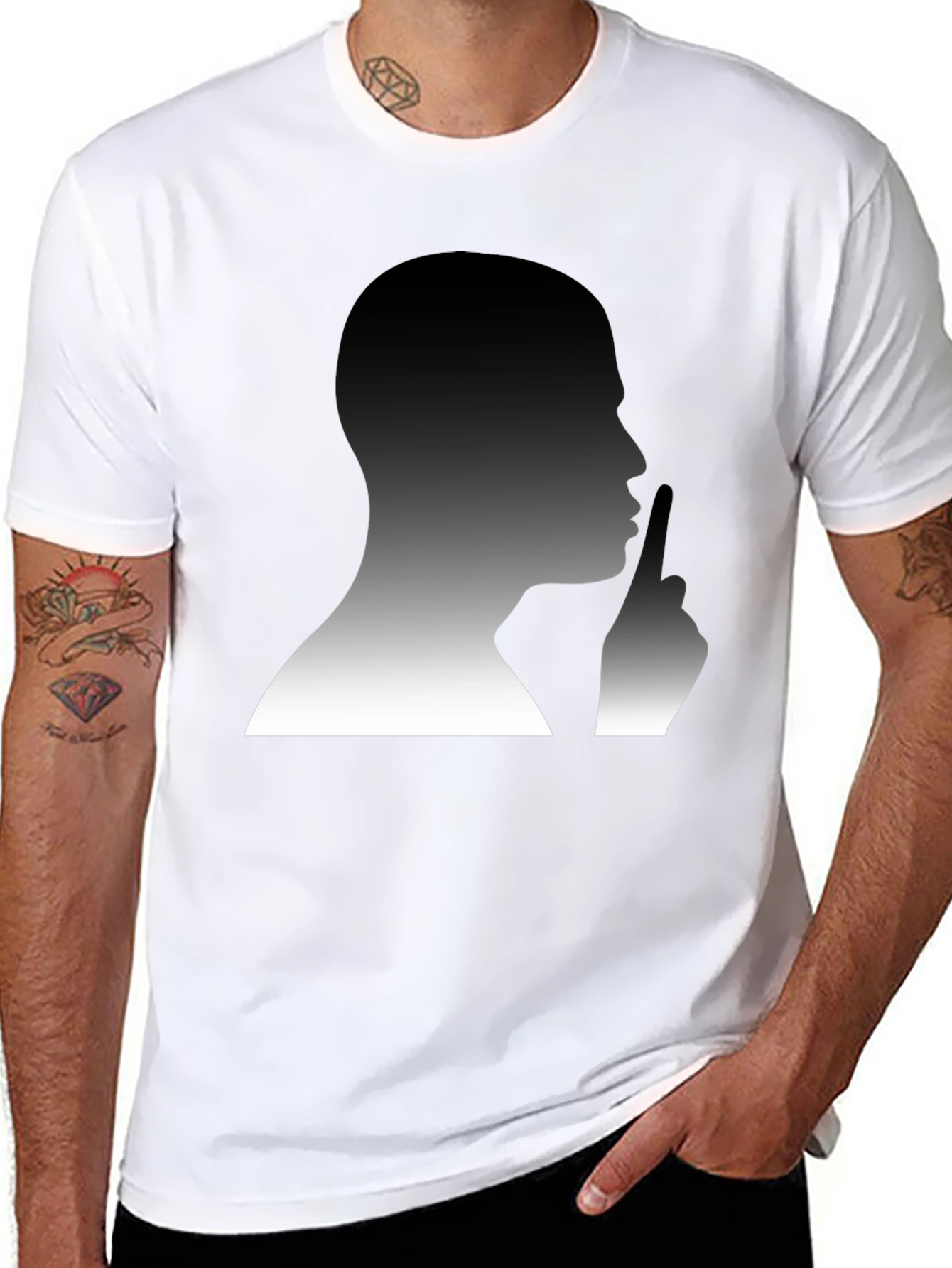 Shhh! Graphic Tee - Mens Silhouette Black T-Shirt