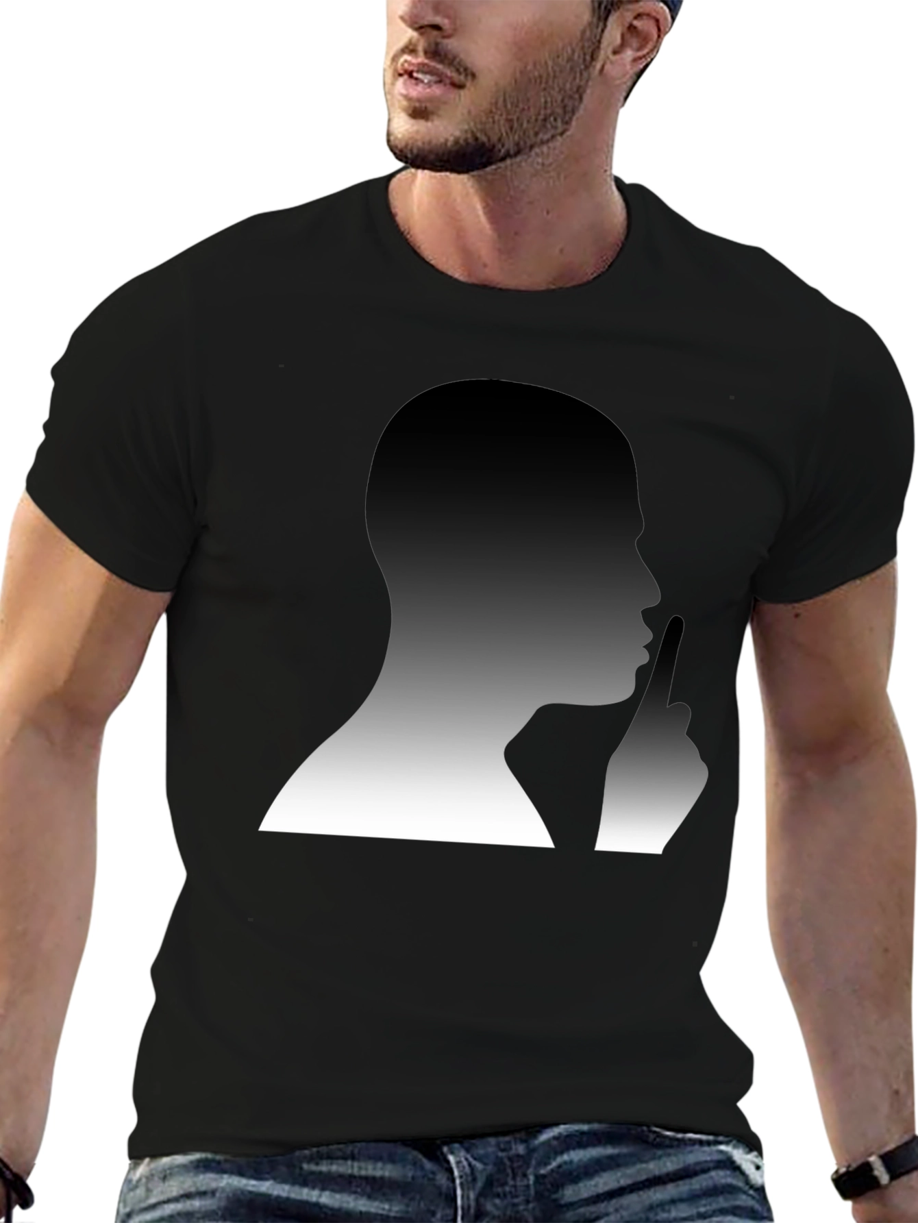 Shhh! Graphic Tee - Mens Silhouette Black T-Shirt
