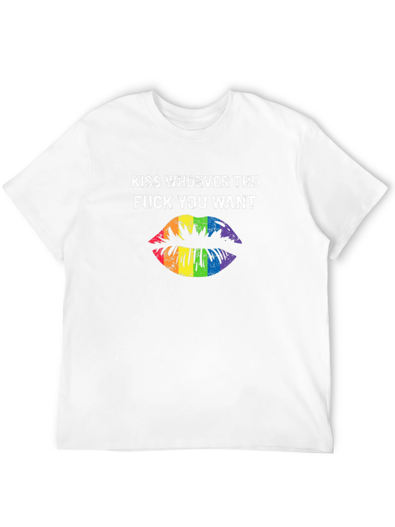Kiss Whoever You Want Rainbow Lips Graphic T-Shirt