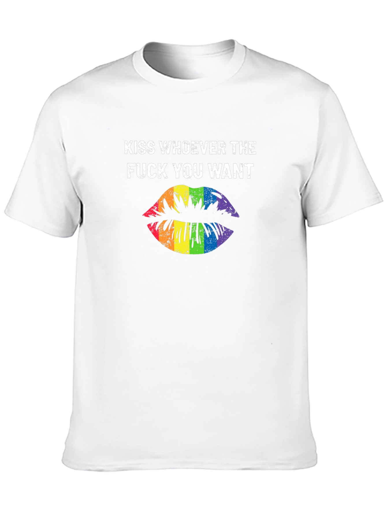Kiss Whoever You Want Rainbow Lips Graphic T-Shirt