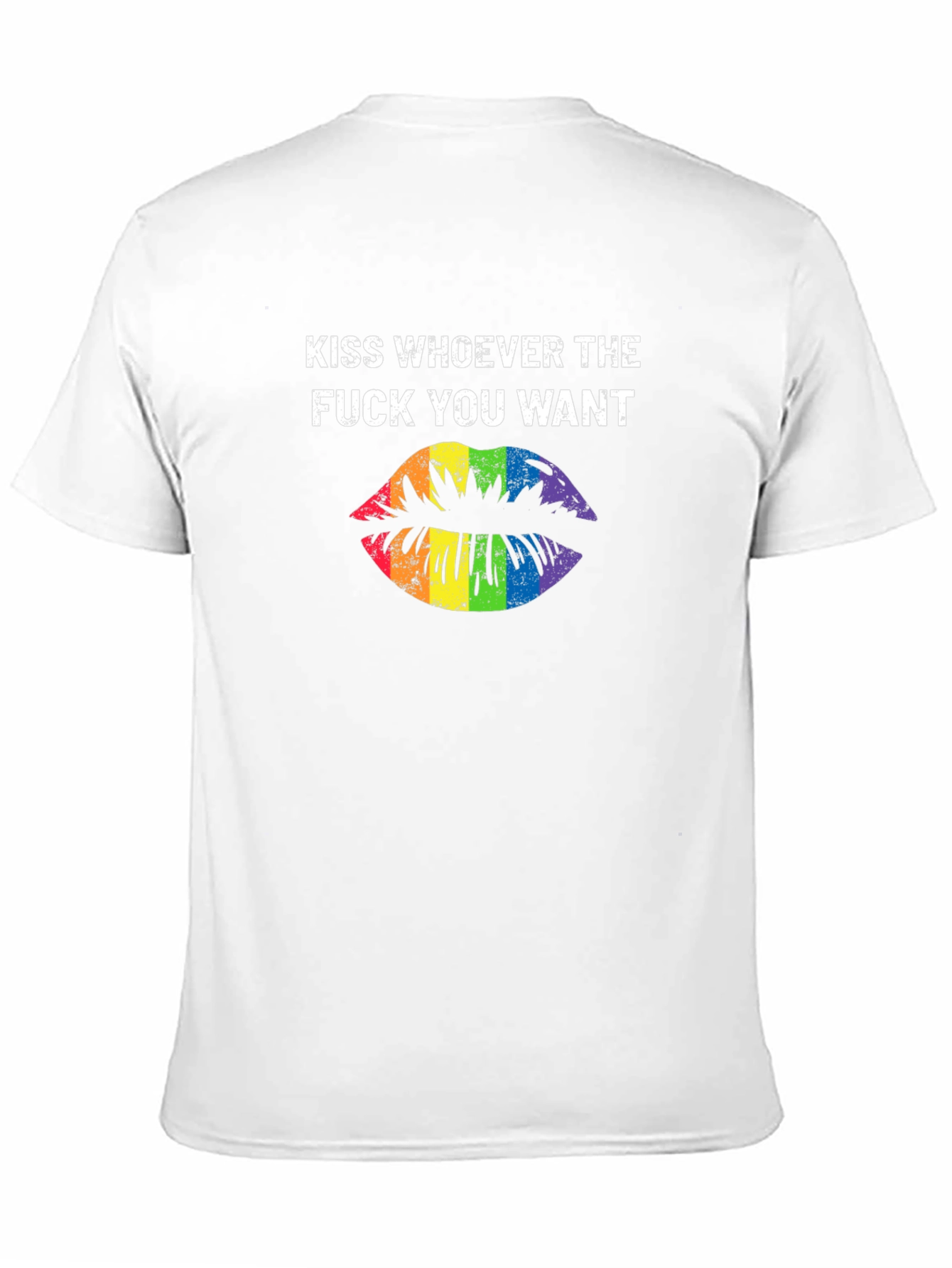 Kiss Whoever You Want Rainbow Lips Graphic T-Shirt