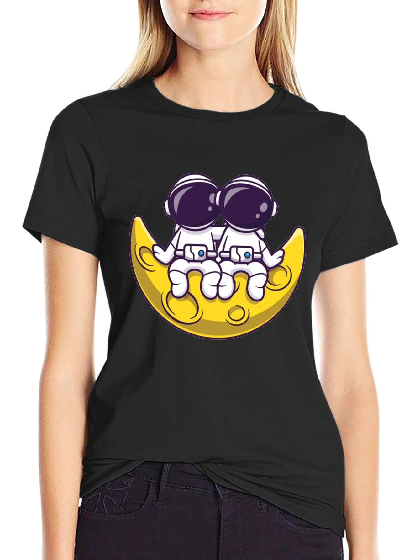 Astronauts on Moon Graphic Tee