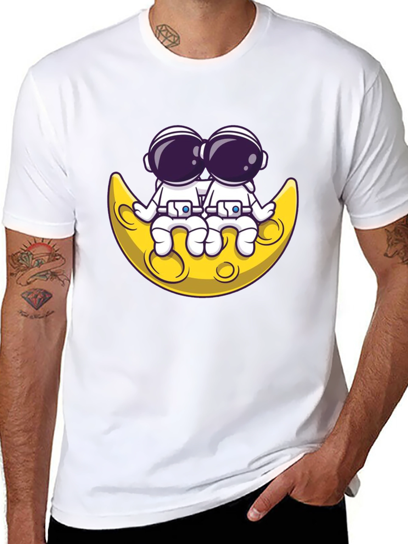 Astronauts on Moon Graphic Tee