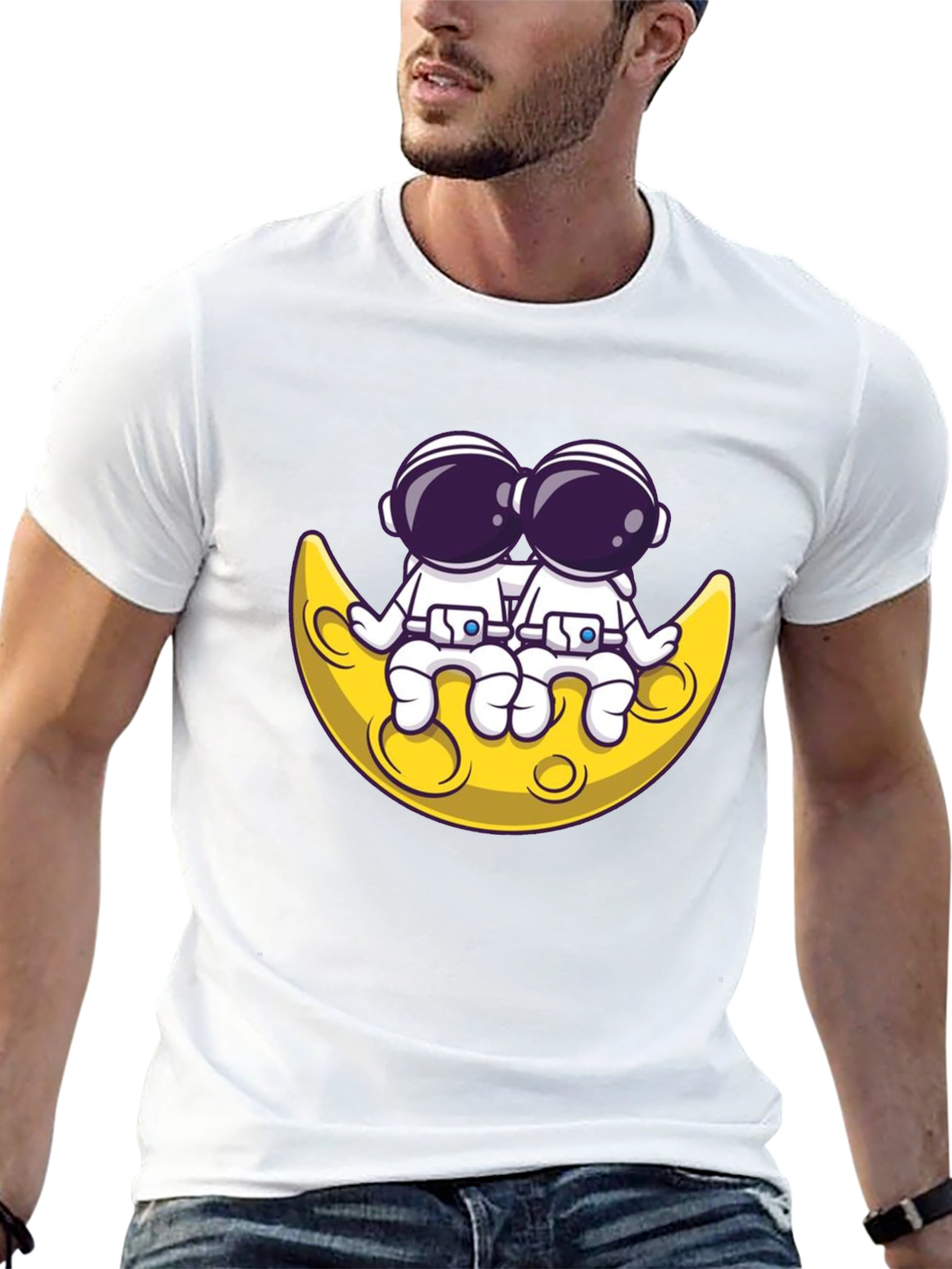 Astronauts on Moon Graphic Tee
