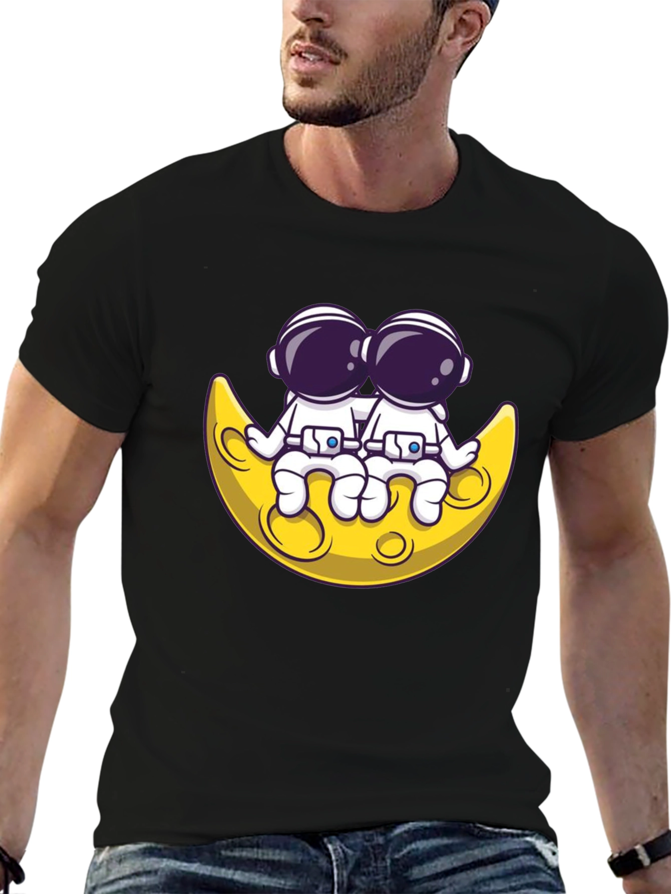 Astronauts on Moon Graphic Tee