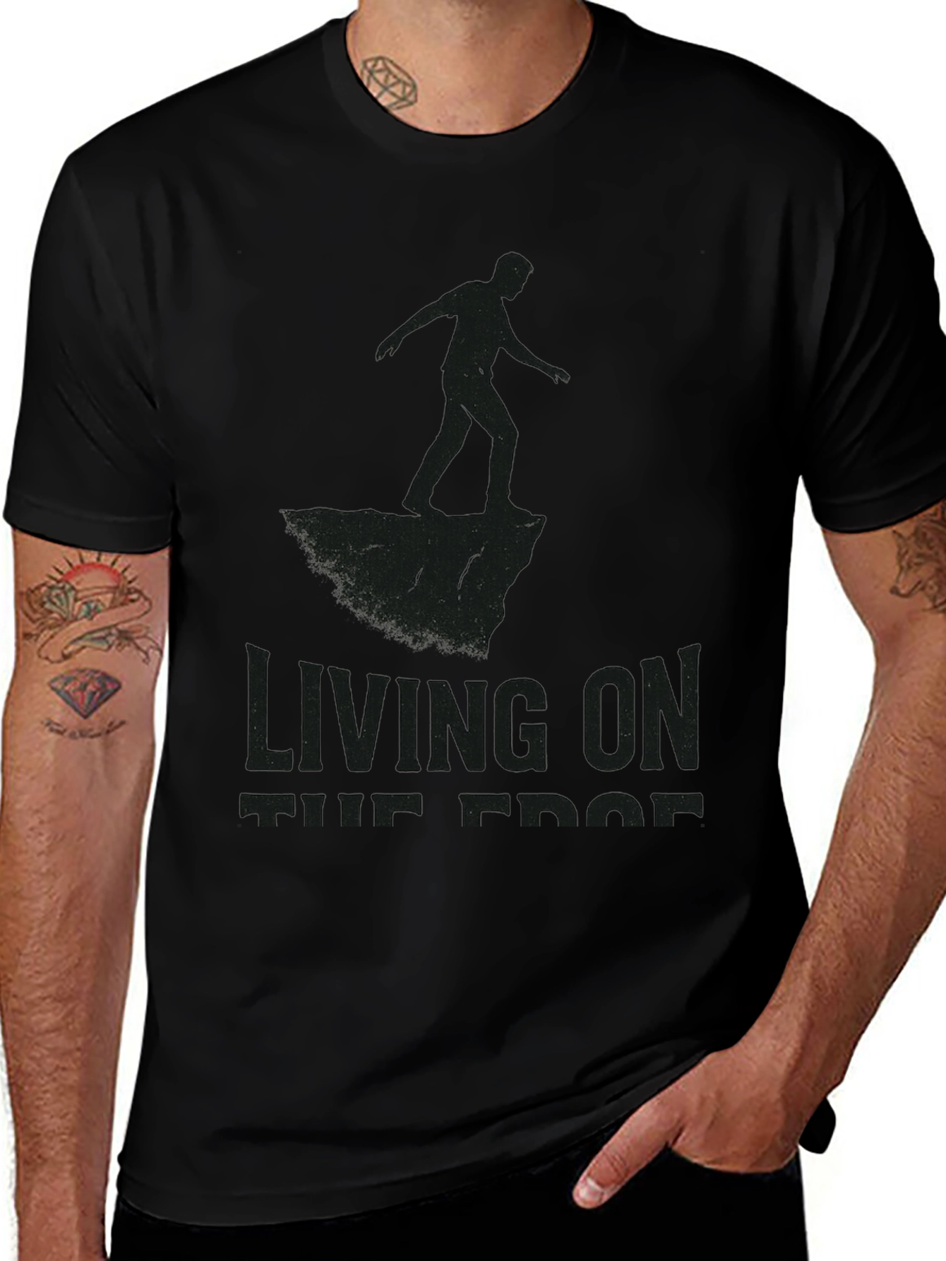 Living On The Edge Graphic Tee - Black