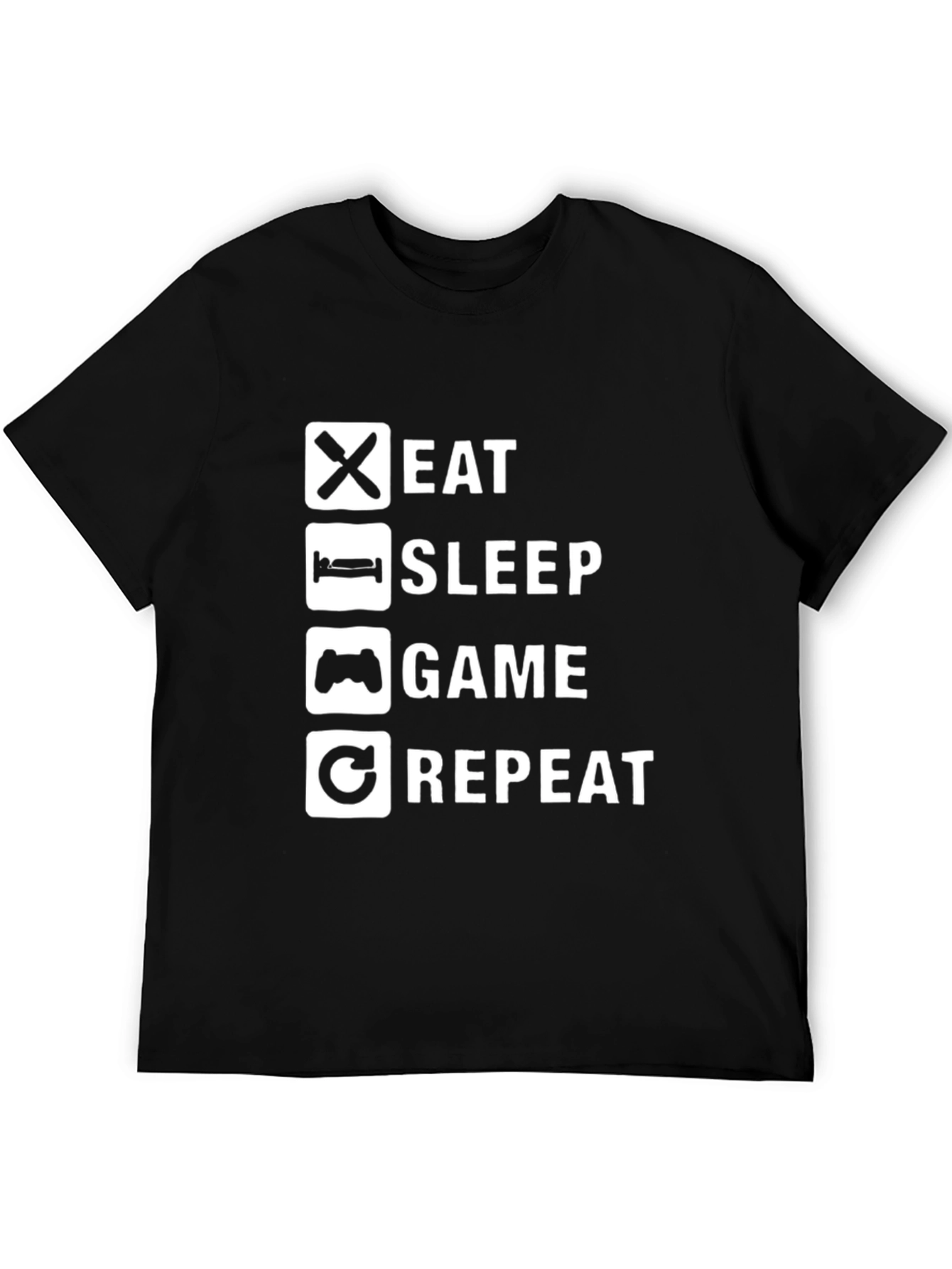 Eat Sleep Game Repeat Black T-Shirt