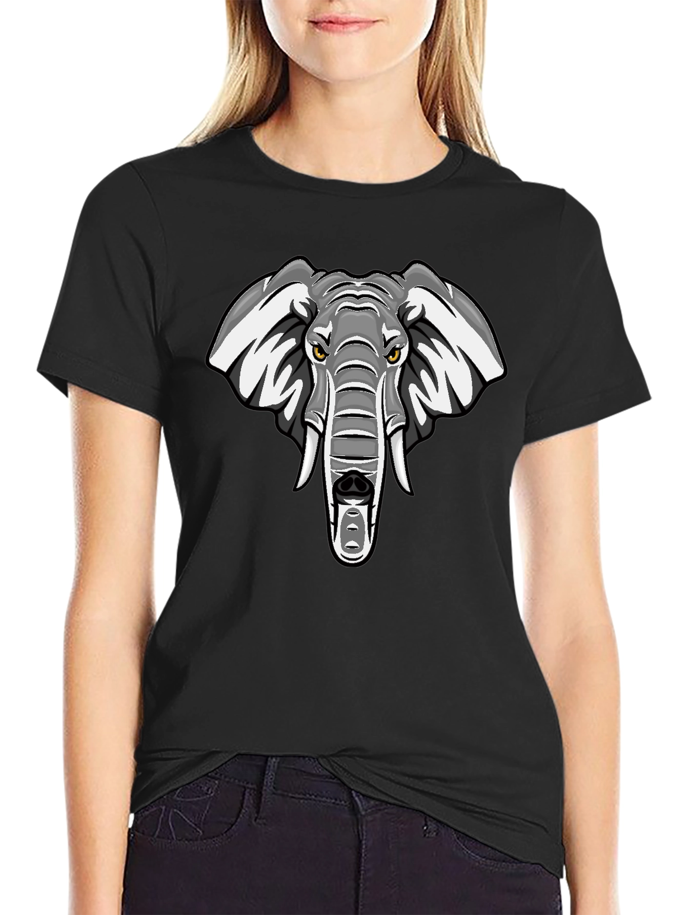 Cool Elephant Graphic T-Shirt - Black