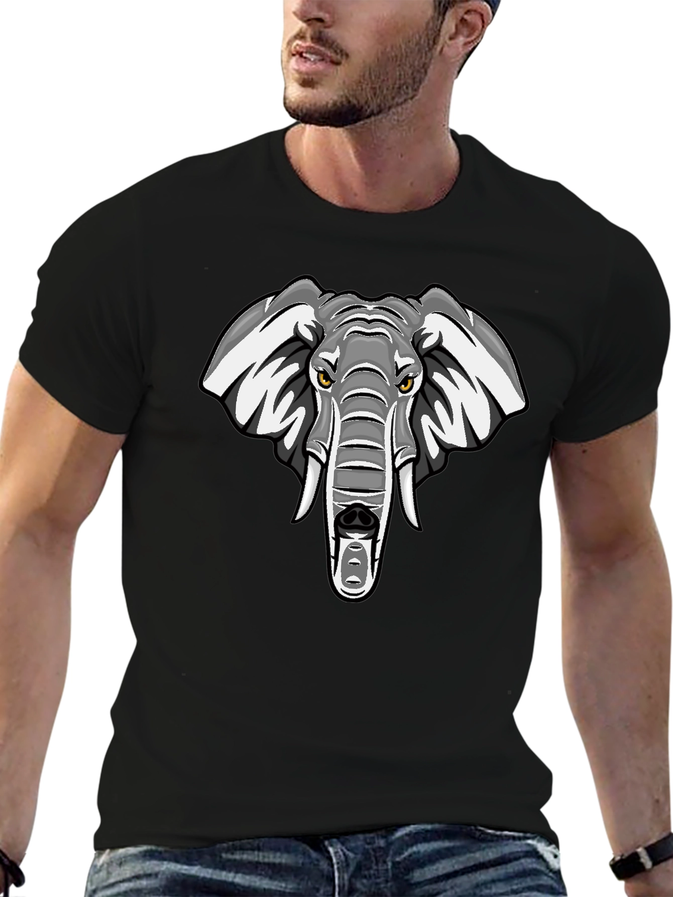 Cool Elephant Graphic T-Shirt - Black