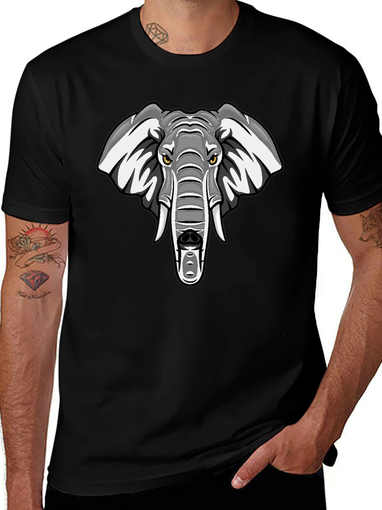 Cool Elephant Graphic T-Shirt - Black