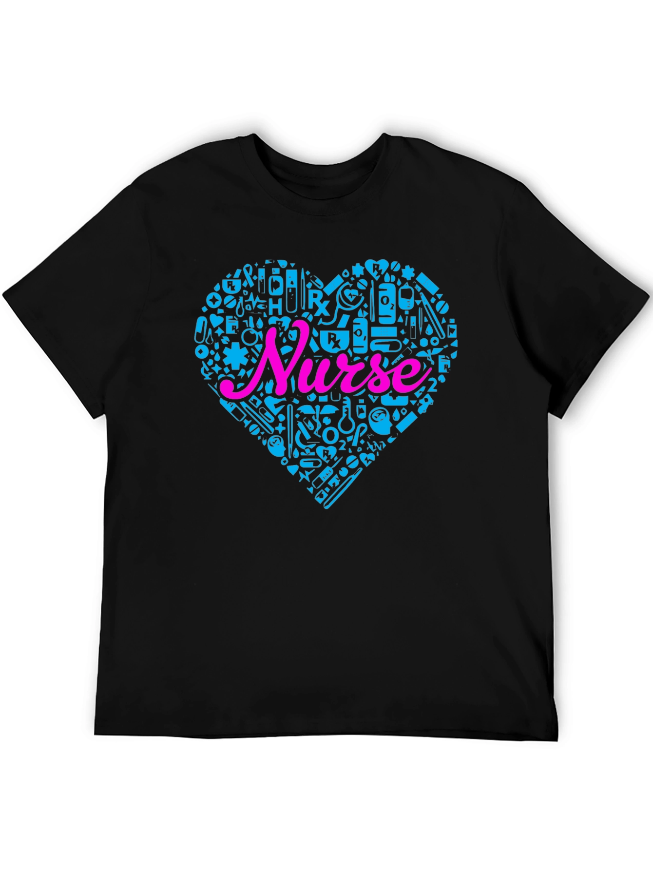 Nurse Heart Graphic T-Shirt Black
