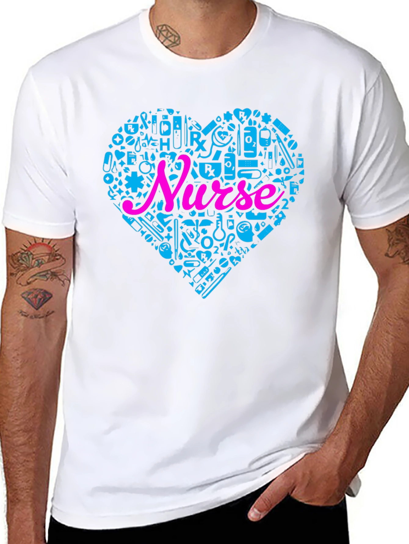 Nurse Heart Graphic T-Shirt Black