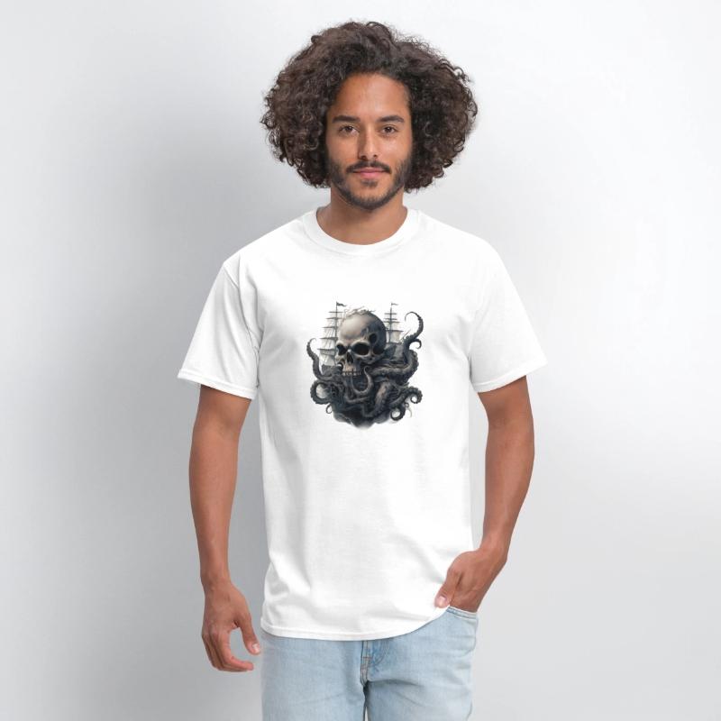 Giant squid kraken skull ship