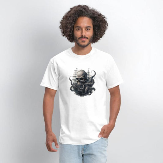 Giant squid kraken skull ship