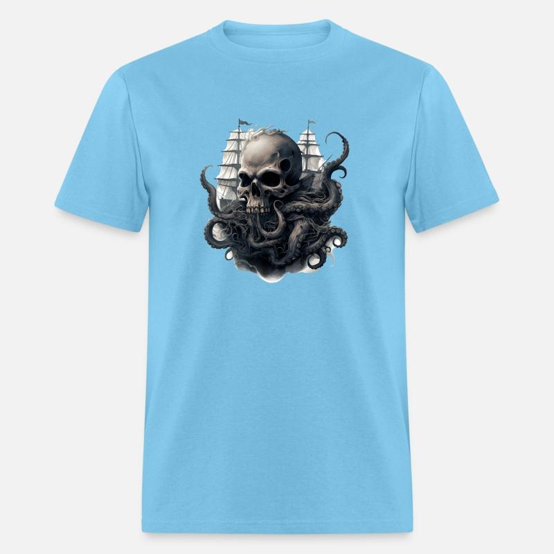 Giant squid kraken skull ship