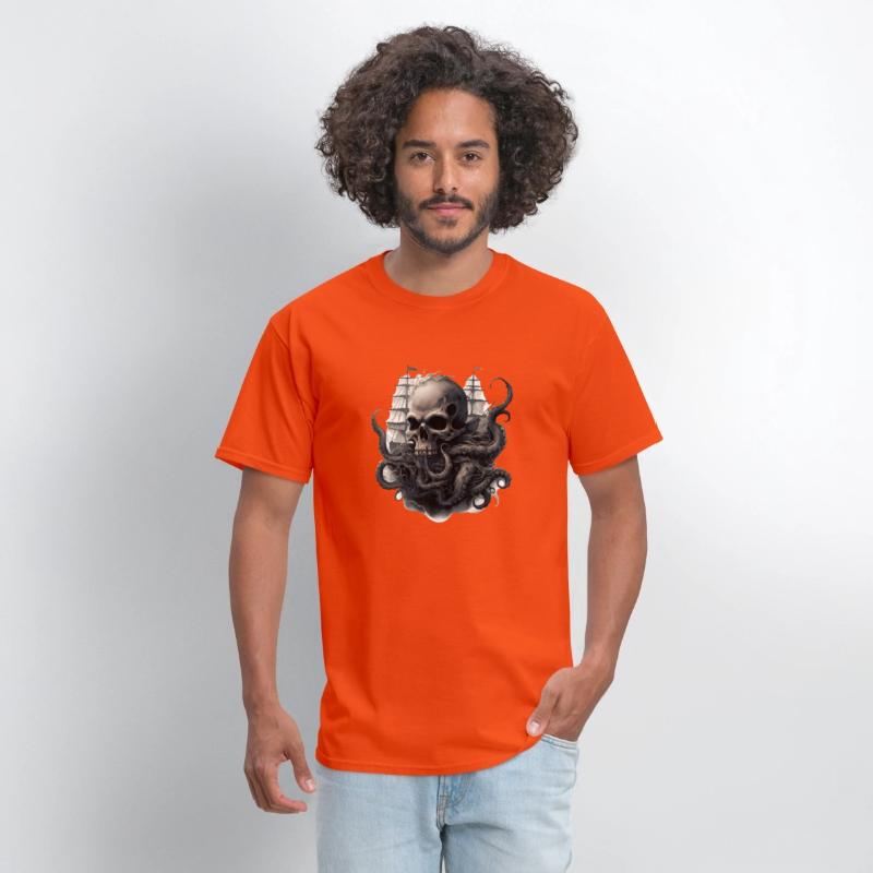 Giant squid kraken skull ship