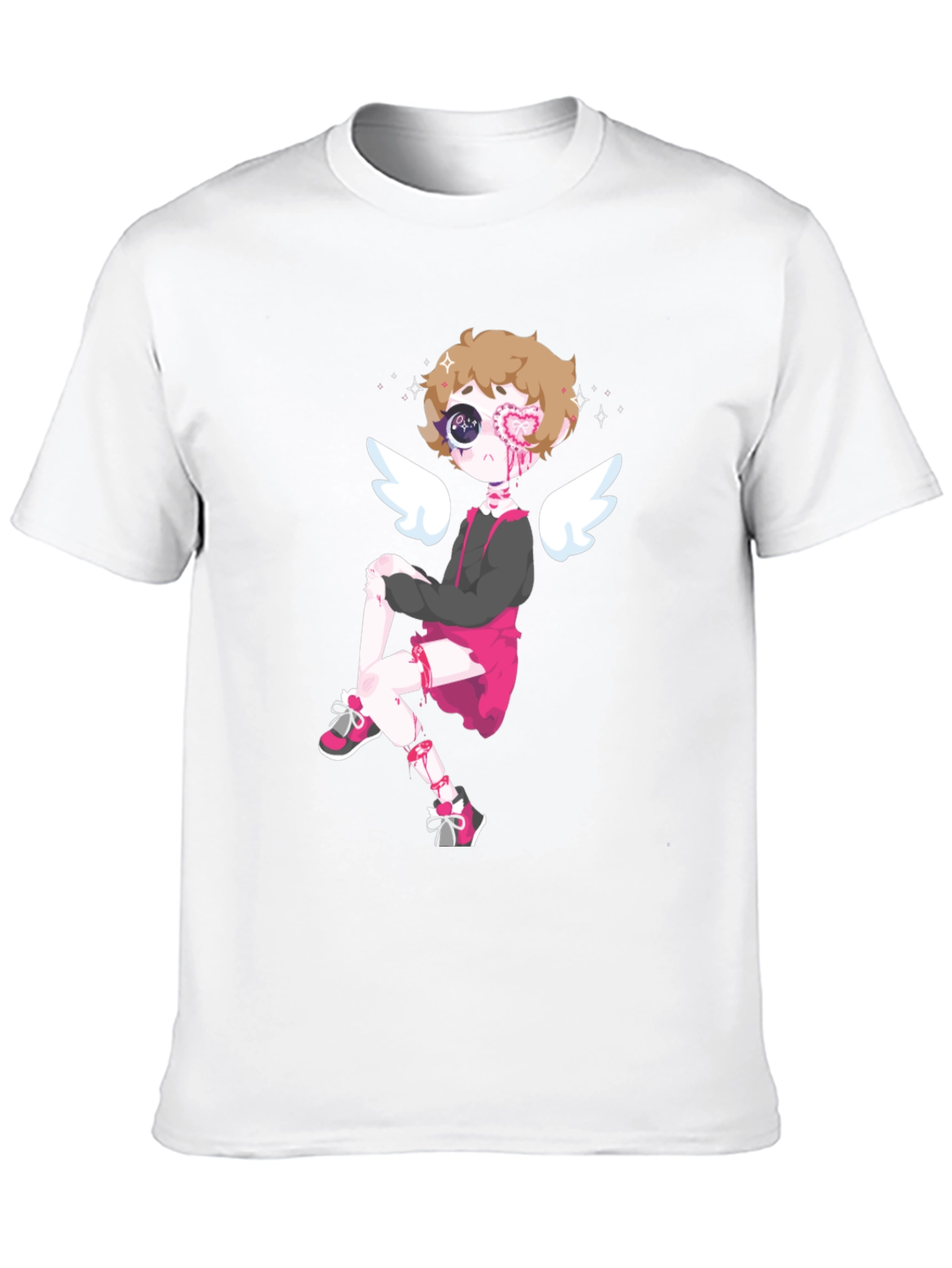 Cupid Cartoon Graphic Tee - Mens Black T-Shirt