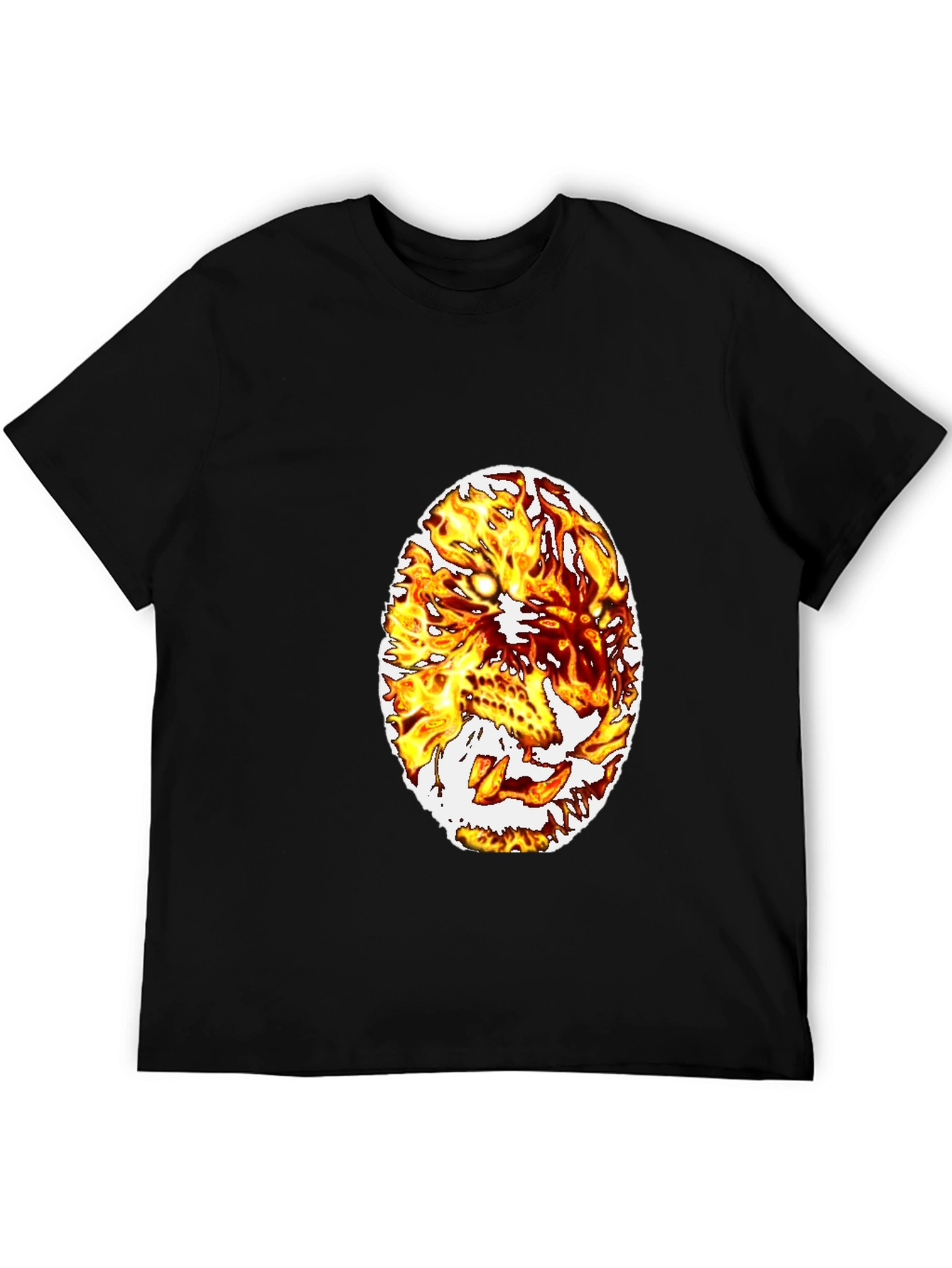 Fiery Lion Graphic Tee - Black Cotton Blend