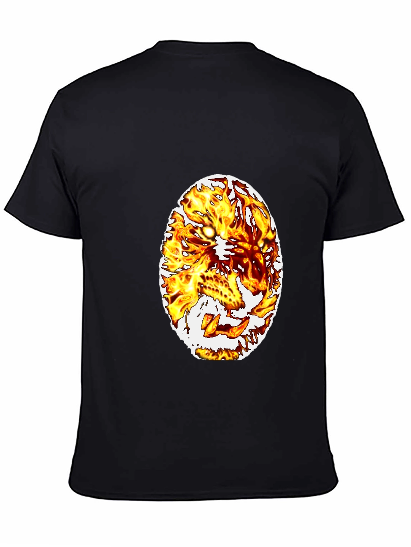 Fiery Lion Graphic Tee - Black Cotton Blend