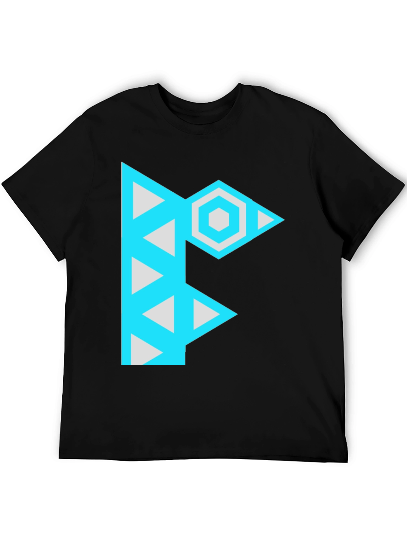 Geometric F Graphic Black Tee