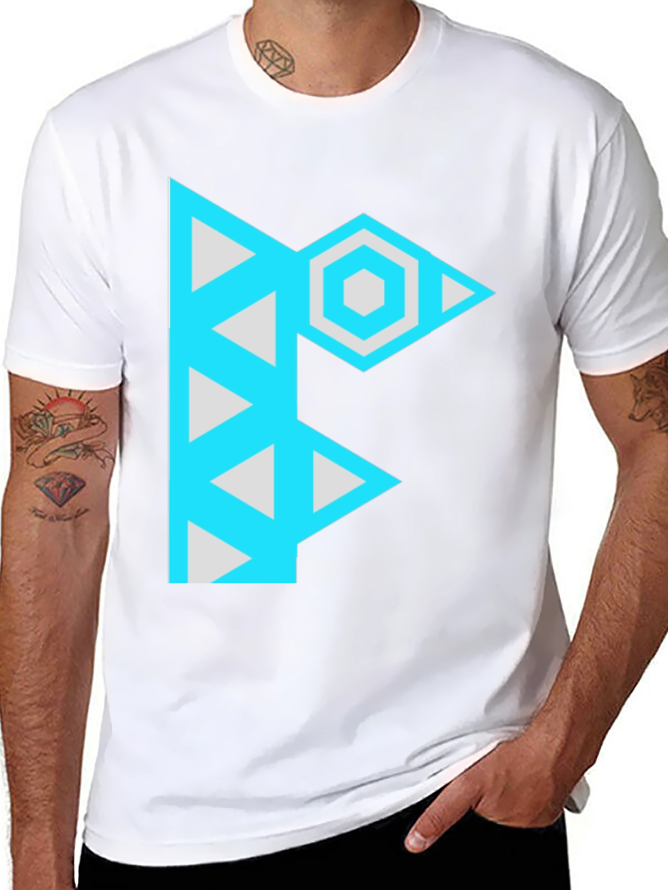 Geometric F Graphic Black Tee