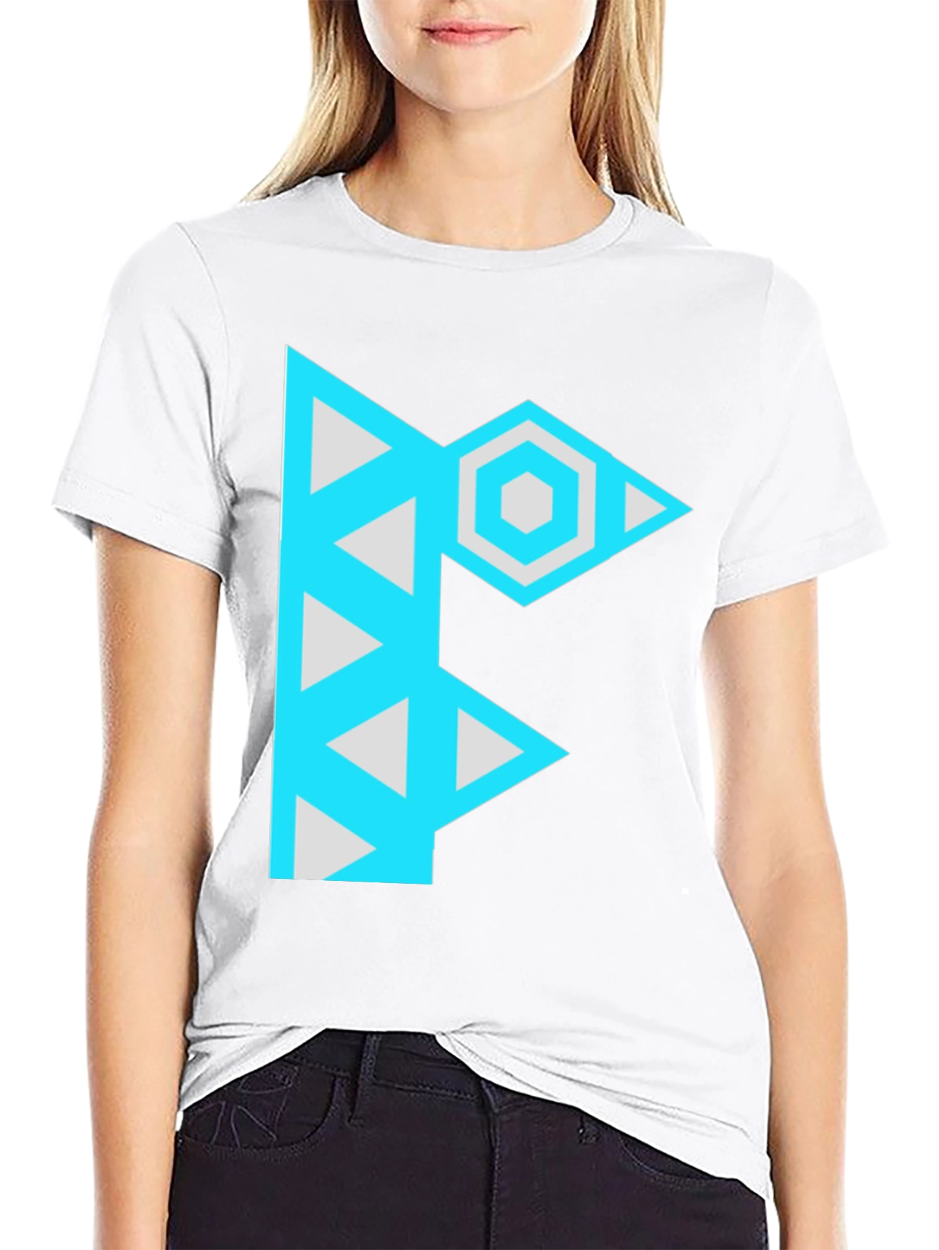Geometric F Graphic Black Tee