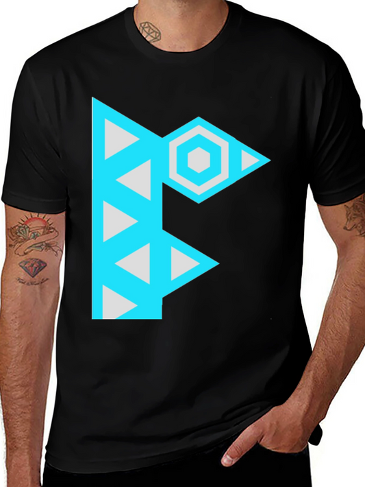 Geometric F Graphic Black Tee
