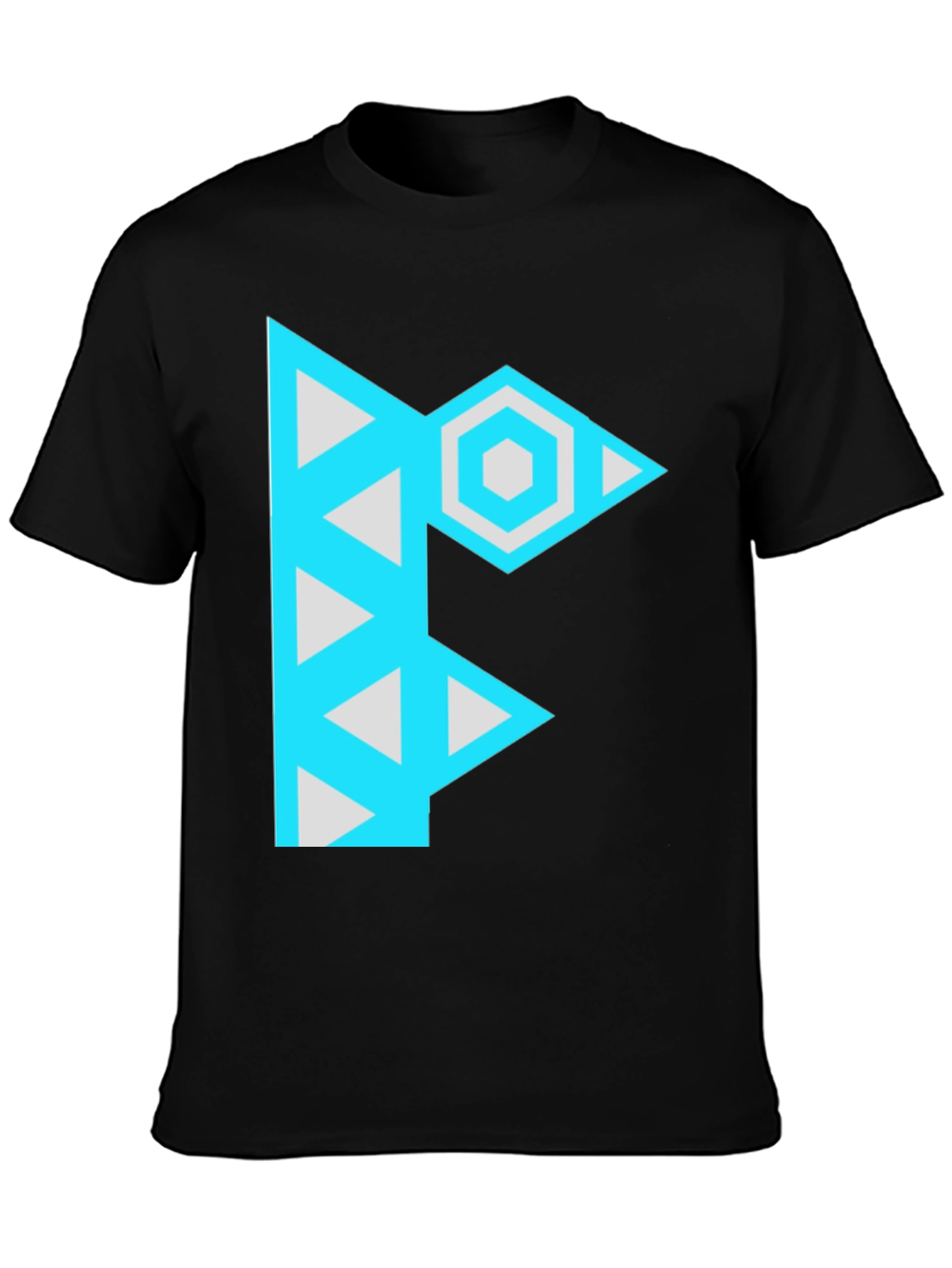 Geometric F Graphic Black Tee