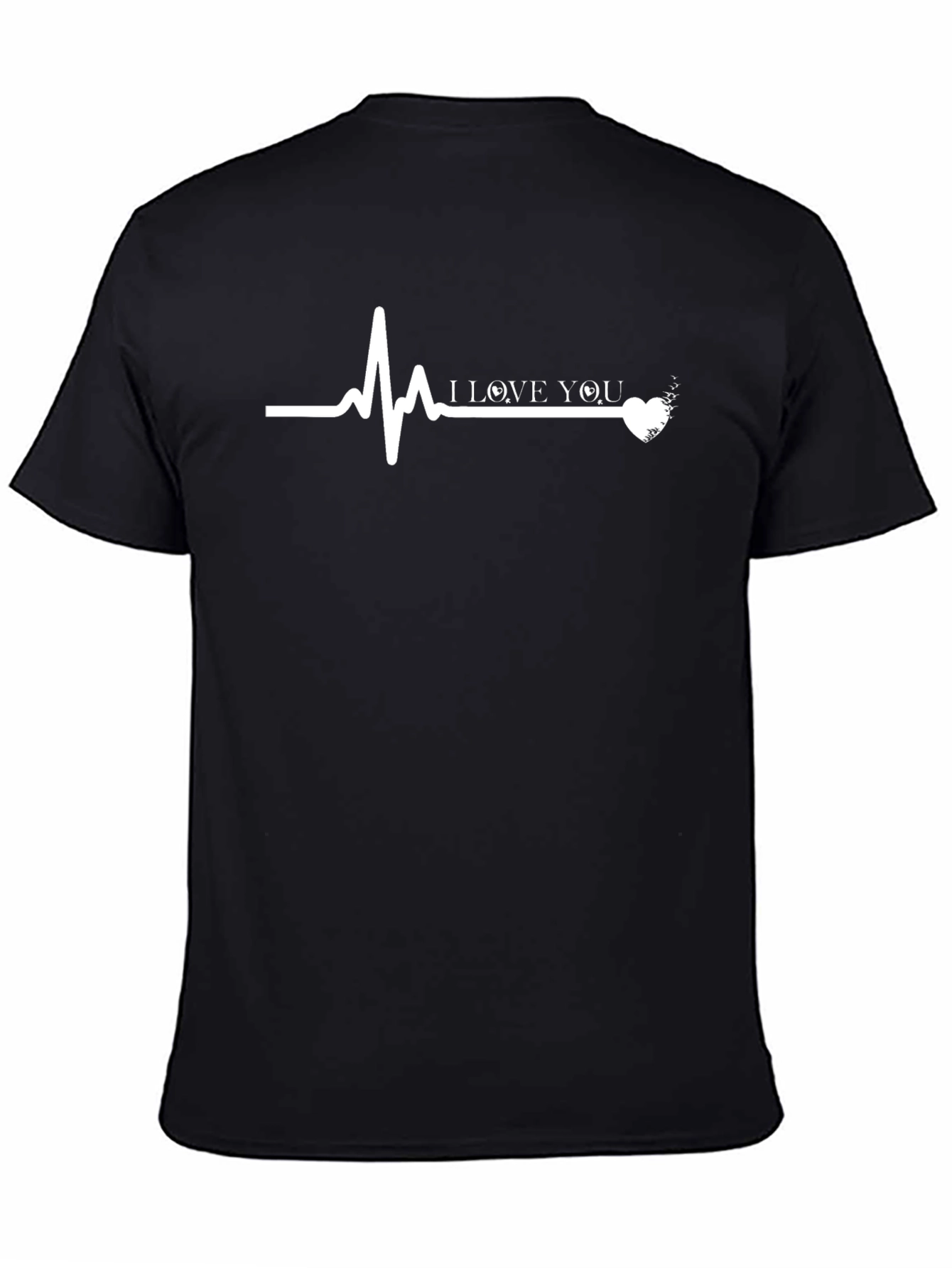 I Love You Heartbeat Graphic T-Shirt - Black