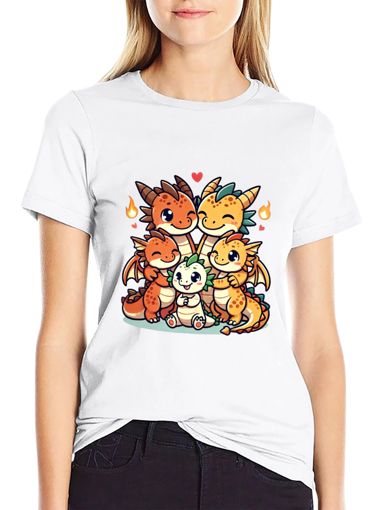 Cute Dragon Family Graphic T-Shirt